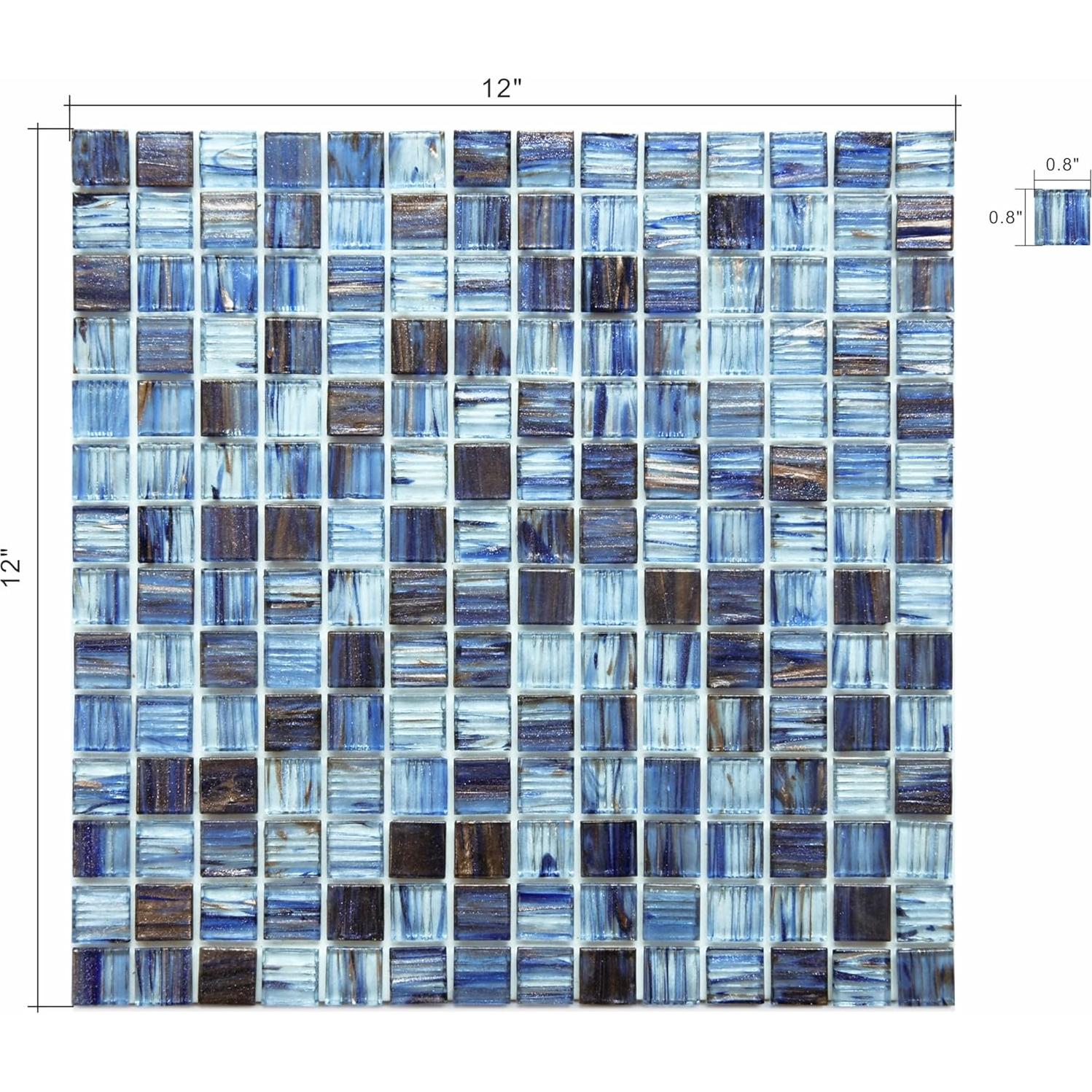 Azulejo de vidrio autoadhesivo CASAPALACE 30.48x30.48 cm azul