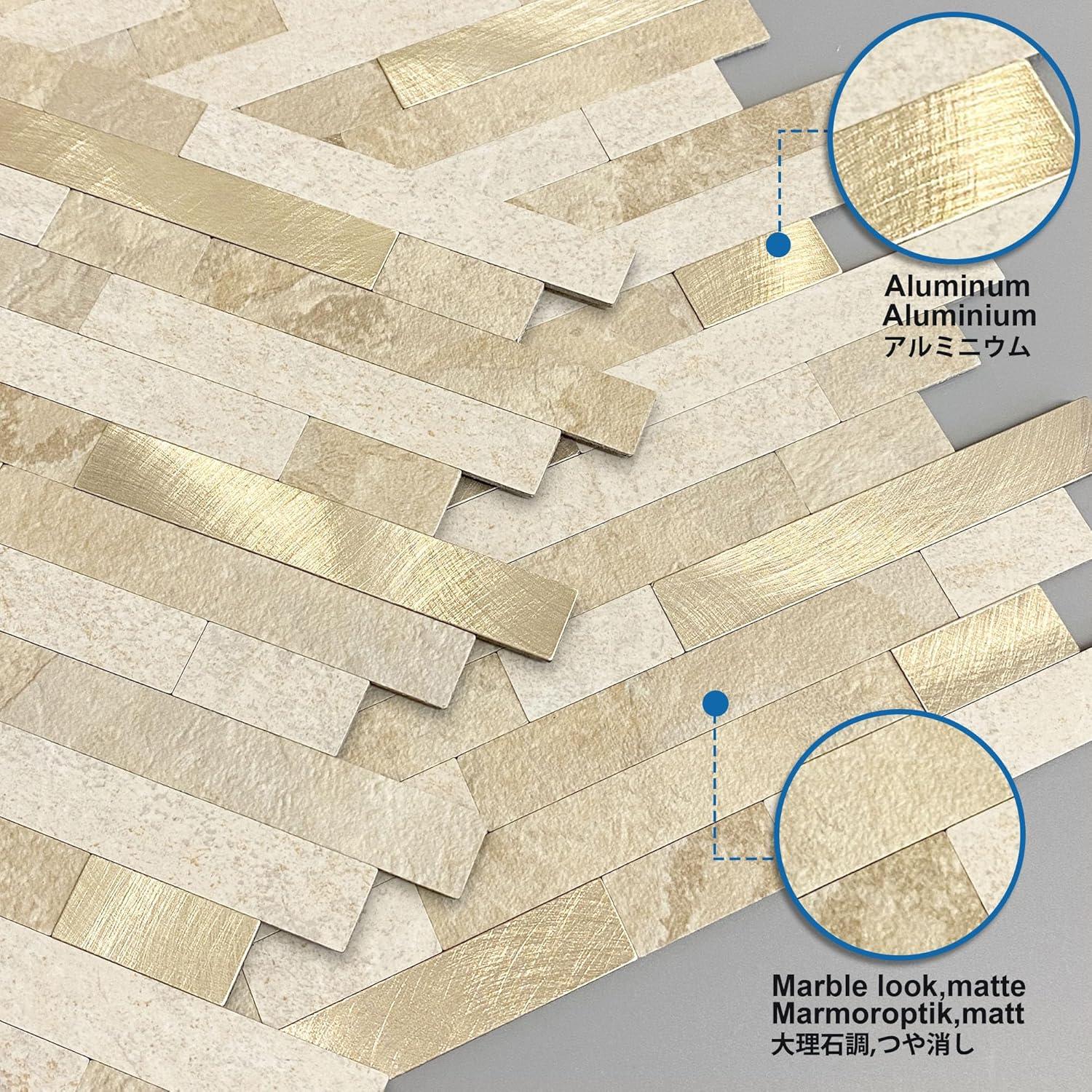 Azulejos Autoadhesivos 3D M MOFIT Beige para Salpicadero - 5 Hojas