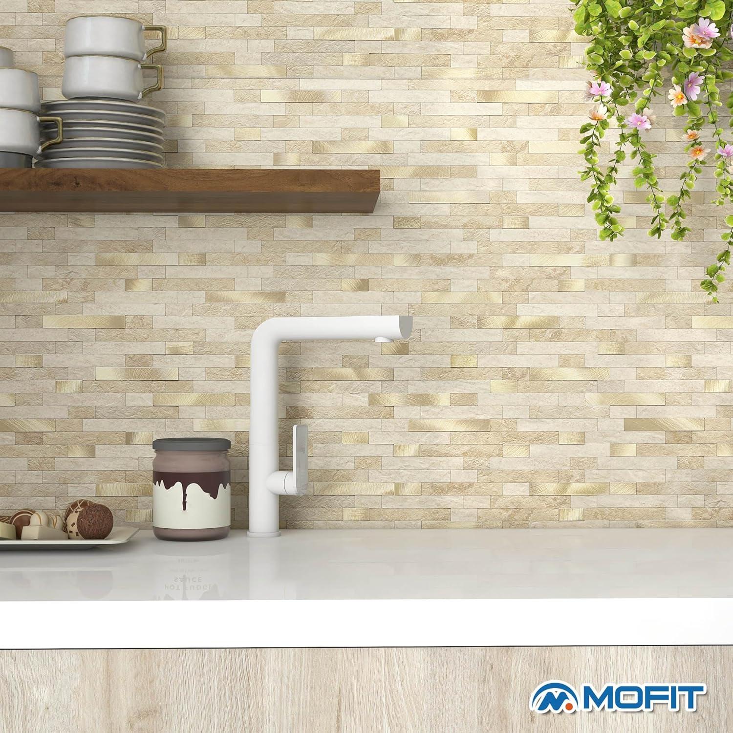 Azulejos Autoadhesivos 3D M MOFIT Beige para Salpicadero - 5 Hojas