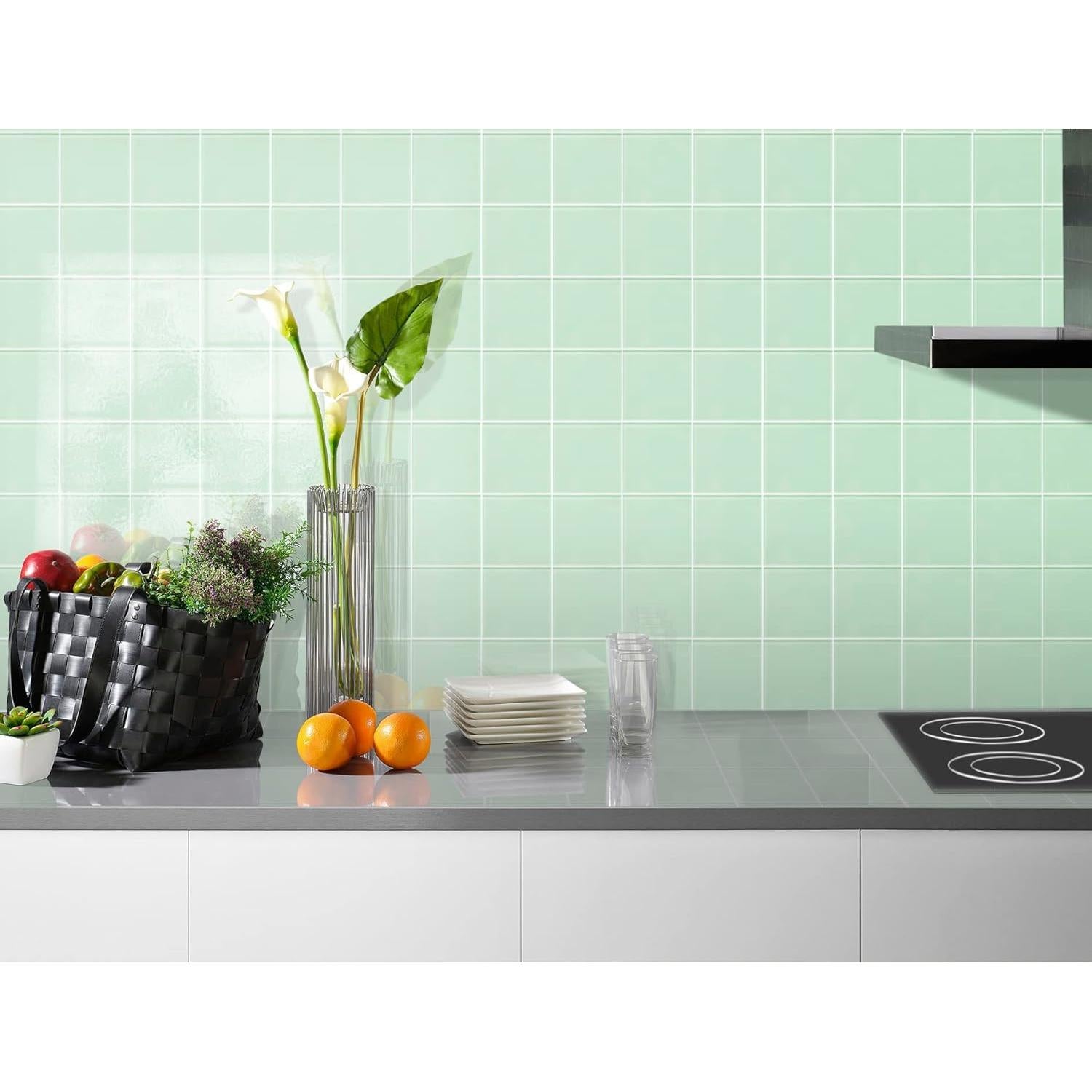 Azulejo de vidrio verde autoadhesivo CASAPALACE 30.48x30.48 cm