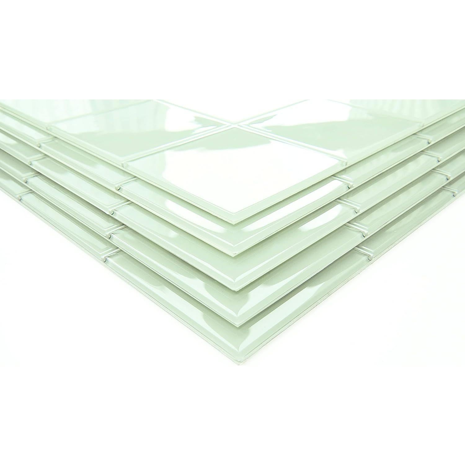 Azulejo de vidrio verde autoadhesivo CASAPALACE 30.48x30.48 cm