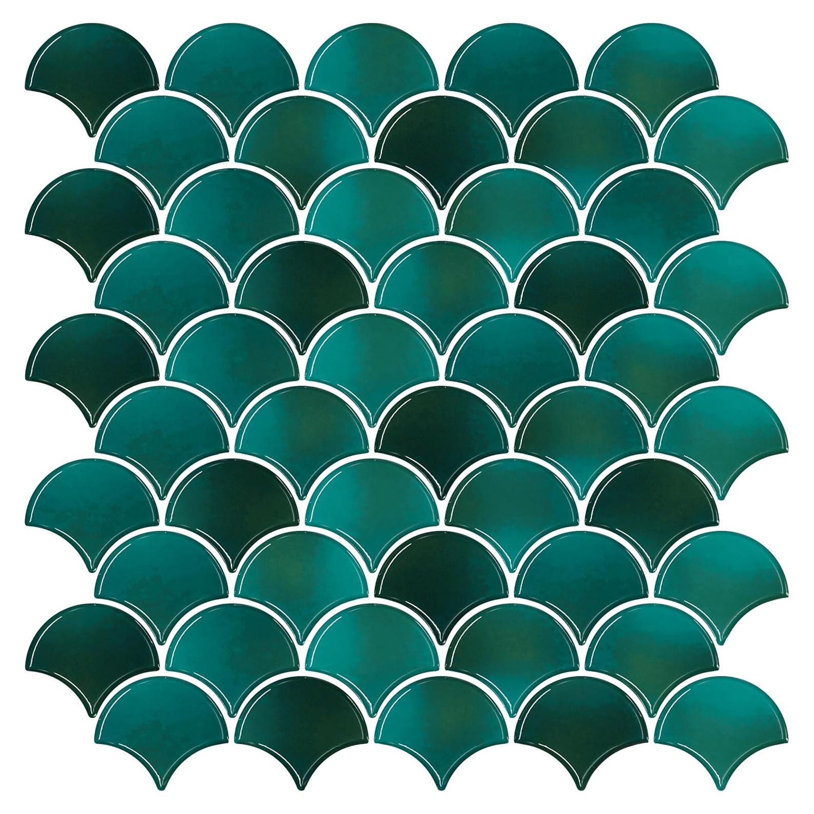 Azulejo Autoadhesivo VEELIKE Verde Escama de Pescado 6 Pzas