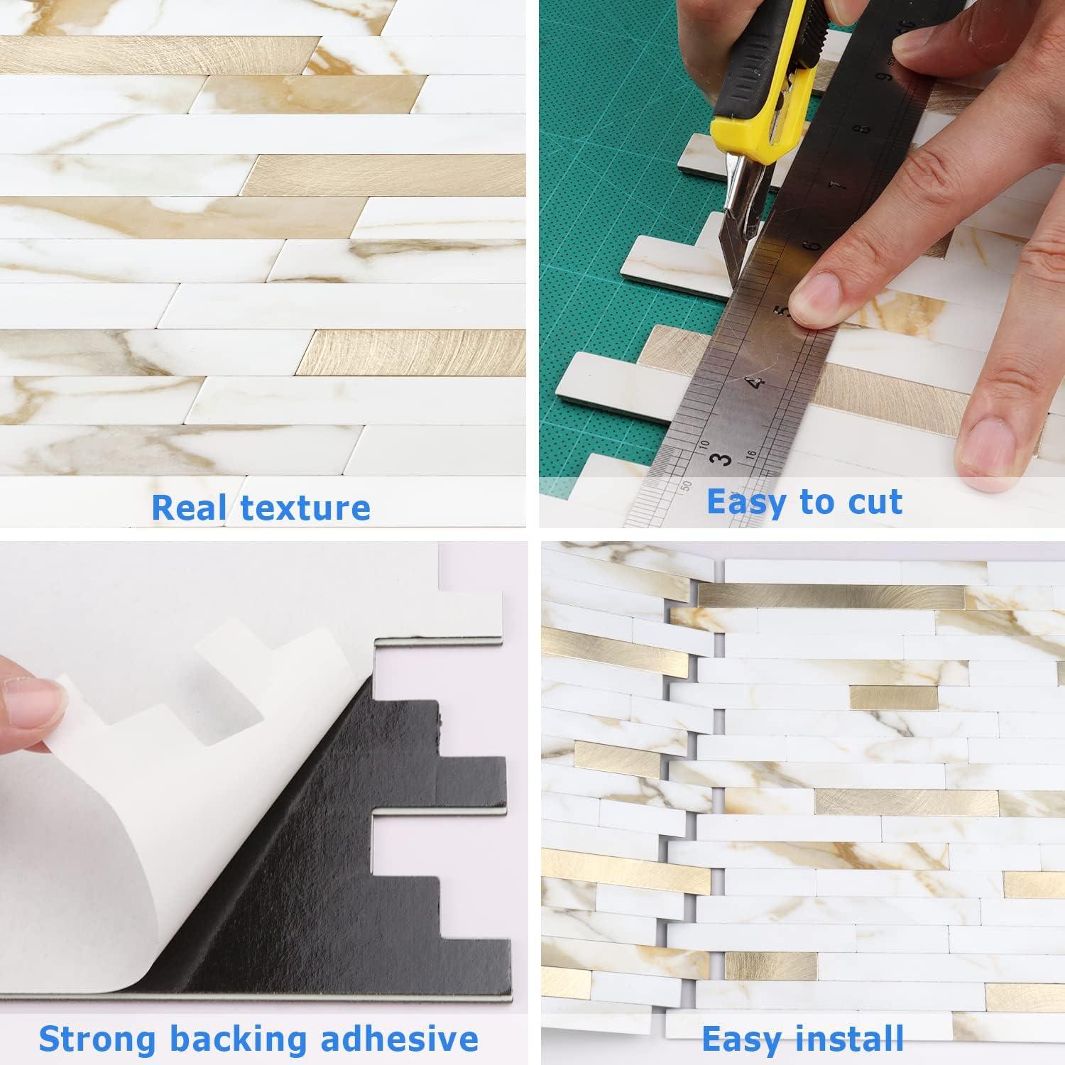 Azulejos Autoadhesivos STICKGOO 10 Hojas Mármol Calacata 0.78 m²