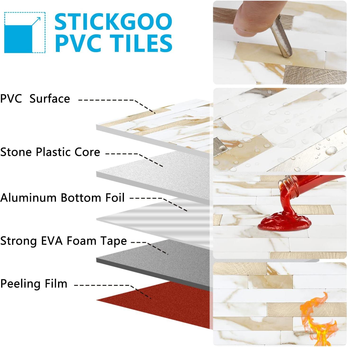 Azulejos Autoadhesivos STICKGOO 10 Hojas Mármol Calacata 0.78 m²