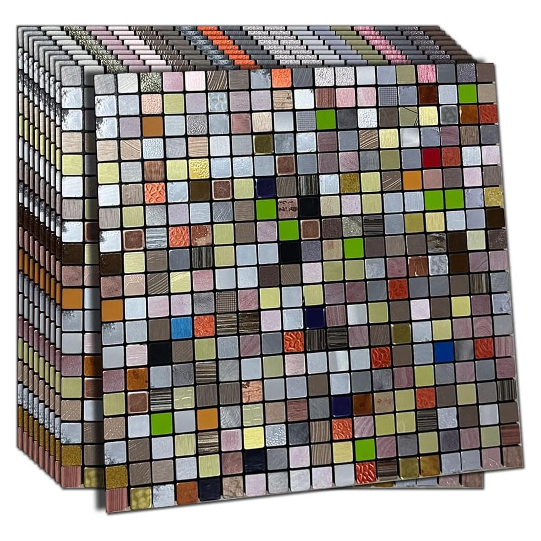 Azulejos Autoadhesivos XUANINY 30x30 cm Metal 10 Hojas