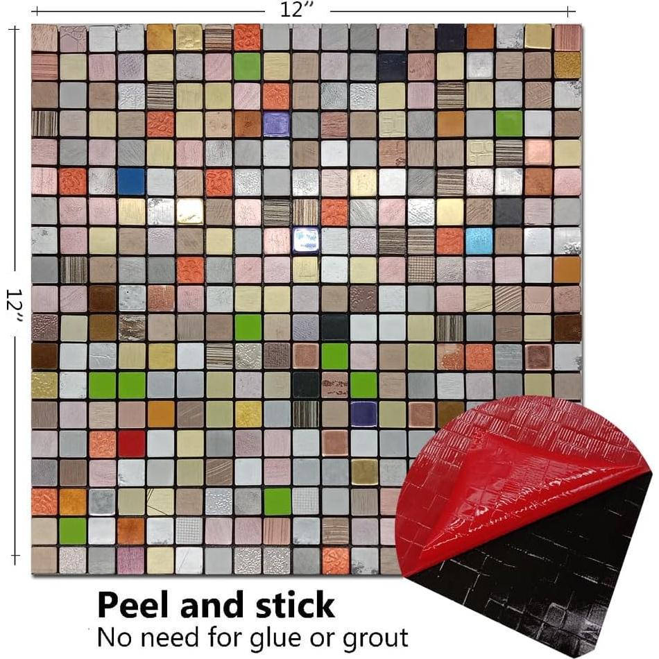 Azulejos Autoadhesivos XUANINY 30x30 cm Metal 10 Hojas