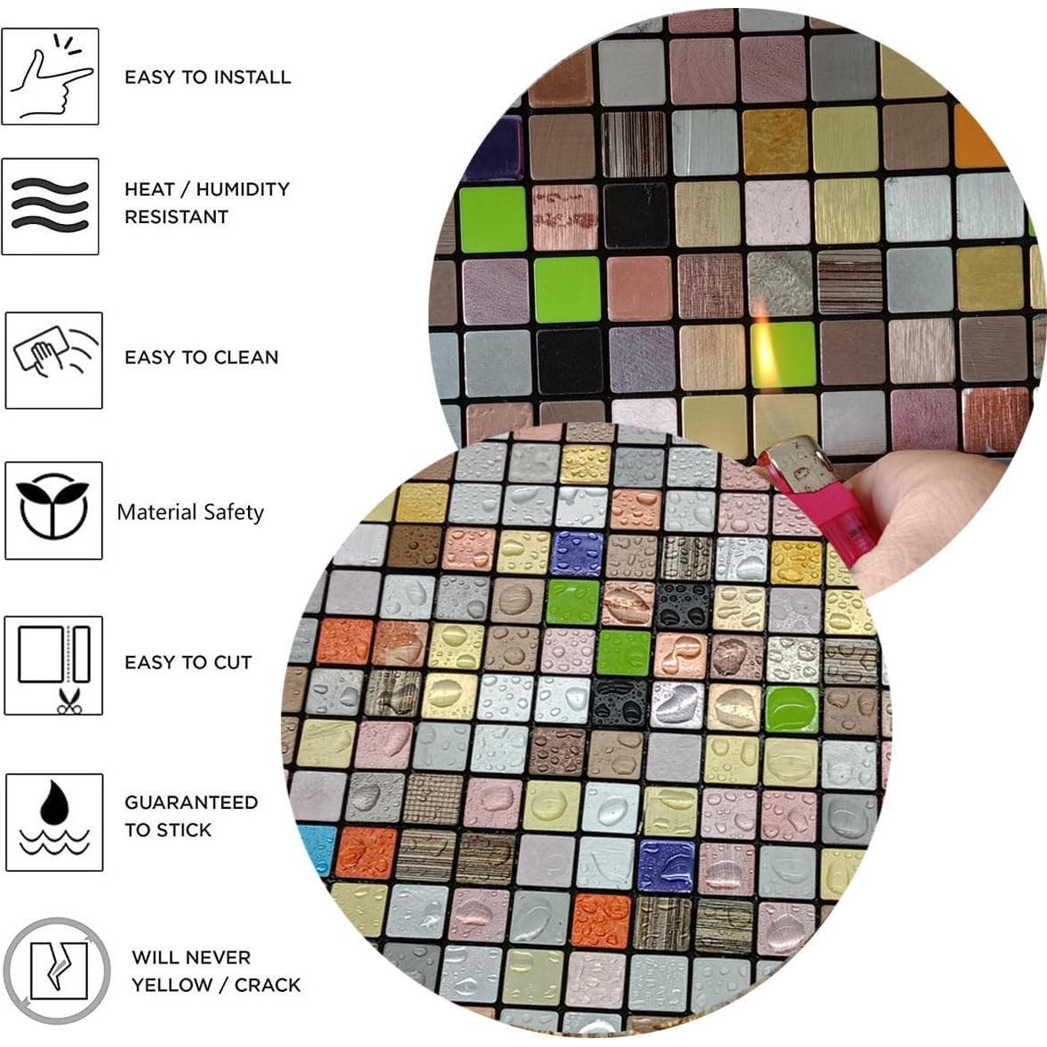 Azulejos Autoadhesivos XUANINY 30x30 cm Metal 10 Hojas