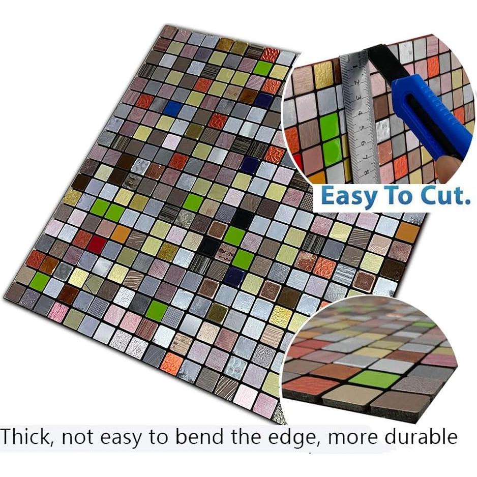 Azulejos Autoadhesivos XUANINY 30x30 cm Metal 10 Hojas