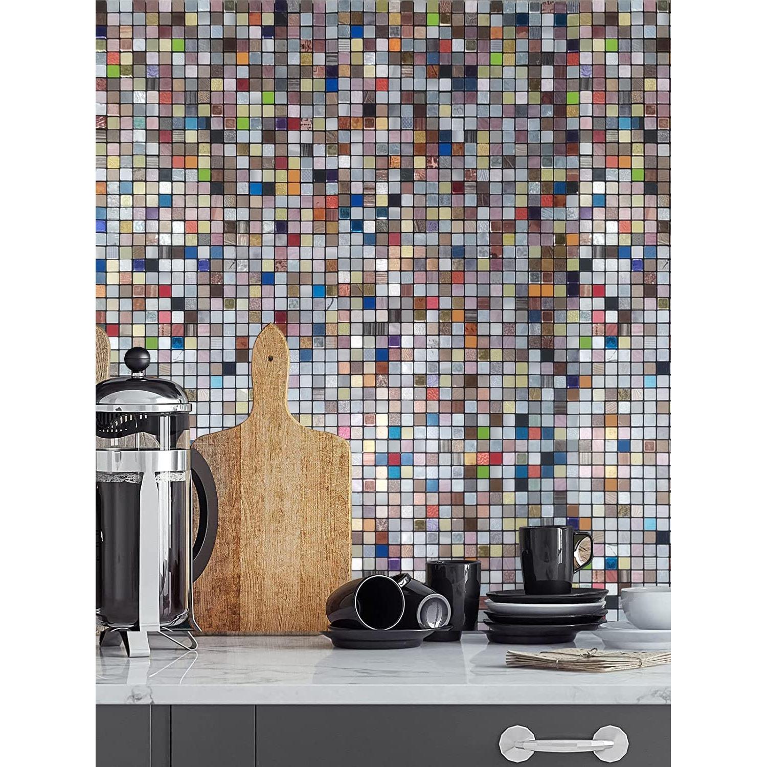 Azulejos Autoadhesivos XUANINY 30x30 cm Metal 10 Hojas