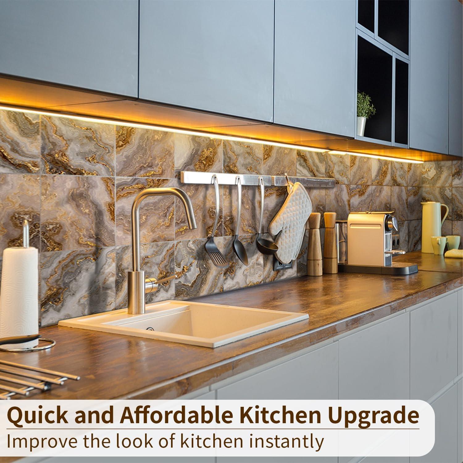 Azulejos Autoadhesivos Funlife 50Pcs 15x15cm Mármol Marrón