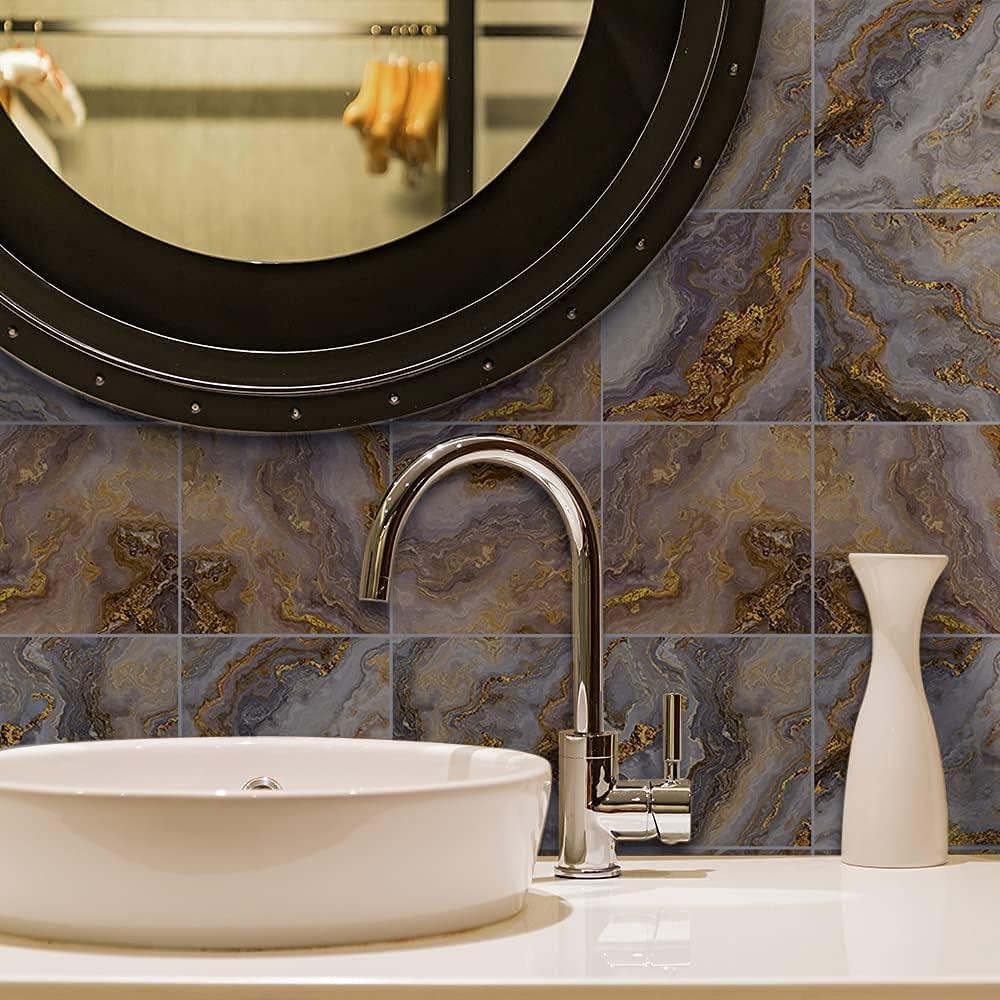 Azulejos Autoadhesivos Funlife 50Pcs 15x15cm Mármol Marrón