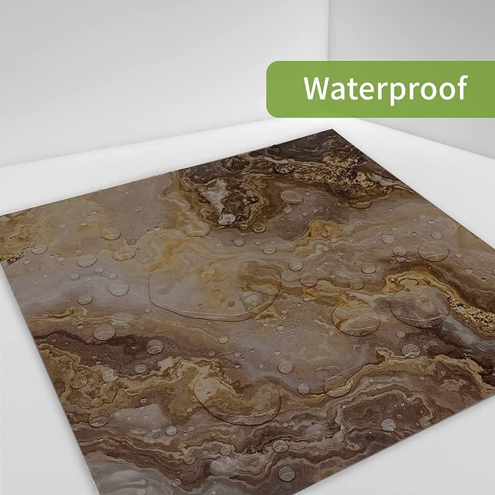 Azulejos Autoadhesivos Funlife 50Pcs 15x15cm Mármol Marrón