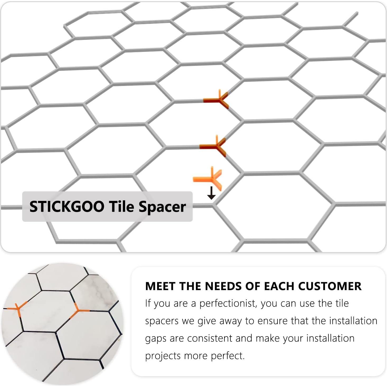 Azulejos Autoadhesivos STICKGOO Hexagonales 10 Hojas Mármol Blanco