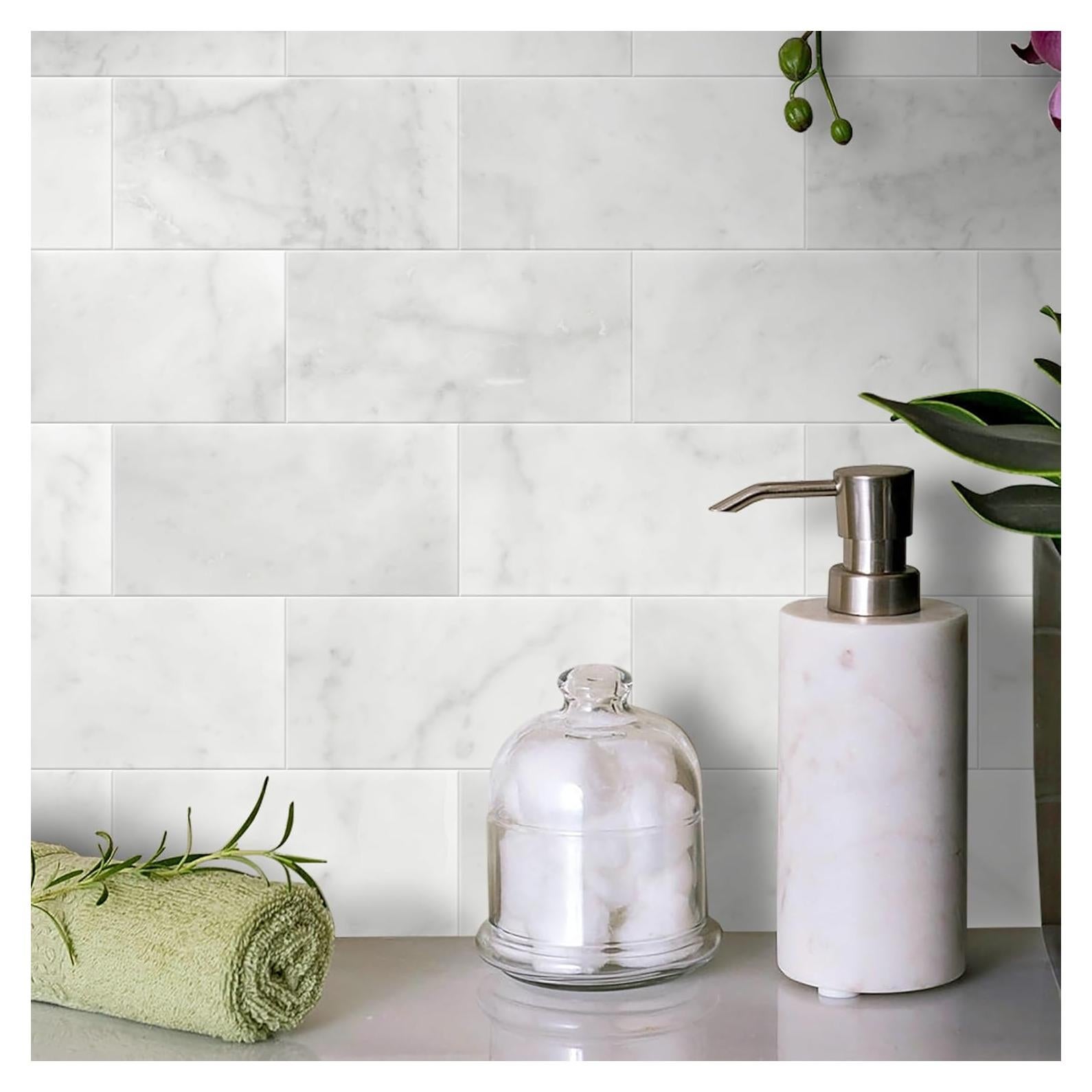 Azulejos de Mosaico de Piedra Natural SUNWINGS 40 Piezas 15.24x7.62cm