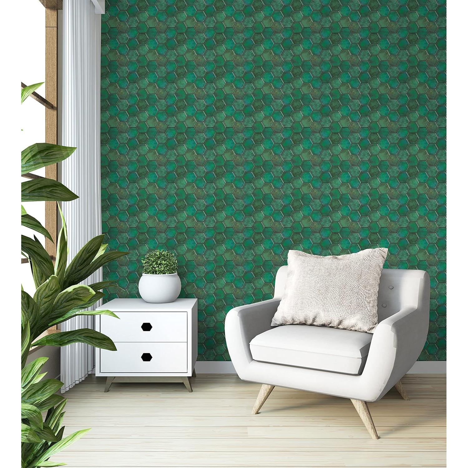 Azulejo autoadhesivo Mosaicowall 3D Verde Hexagonal 25x30cm