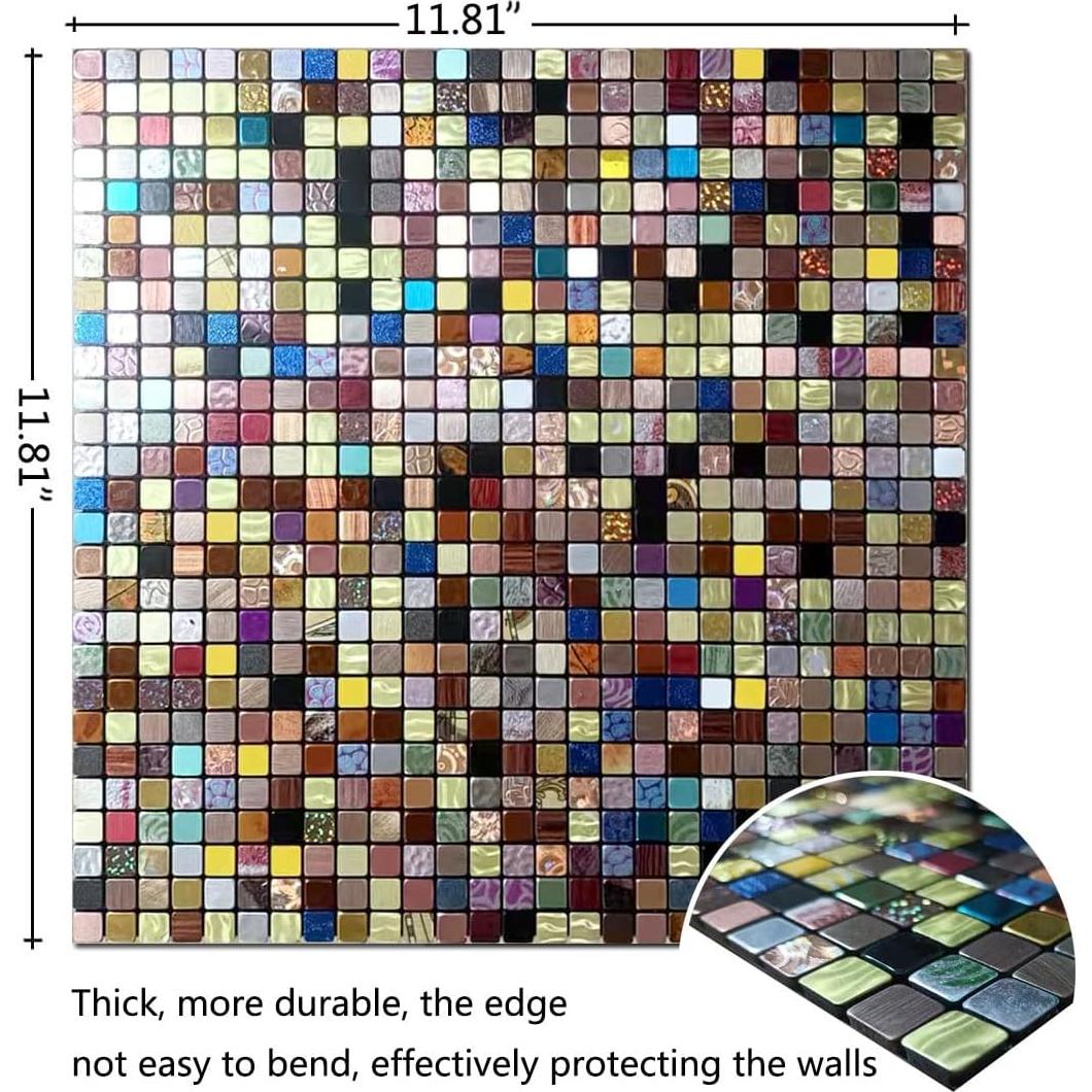 10 Hojas Azulejo Autoadhesivo Sanyeskkiy 30x30 cm Metalico