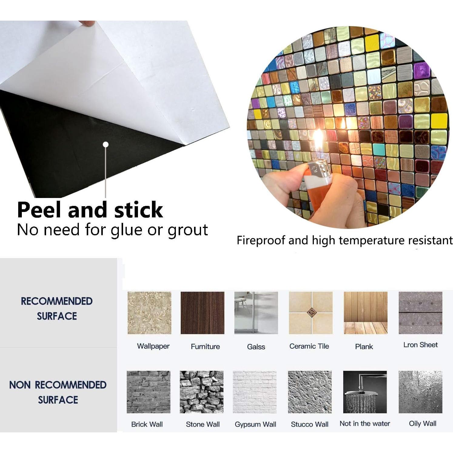 10 Hojas Azulejo Autoadhesivo Sanyeskkiy 30x30 cm Metalico