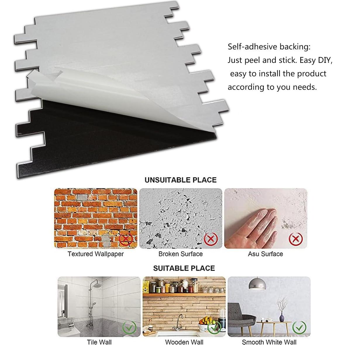 Azulejos Autoadhesivos Weimeisc 10 Hojas Mármol Blanco Oro