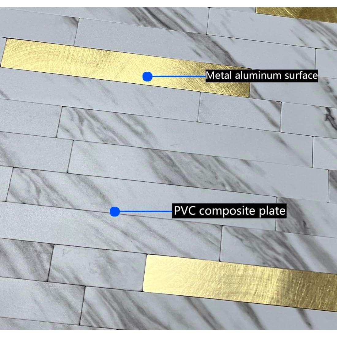 Azulejos Autoadhesivos Weimeisc 10 Hojas Mármol Blanco Oro