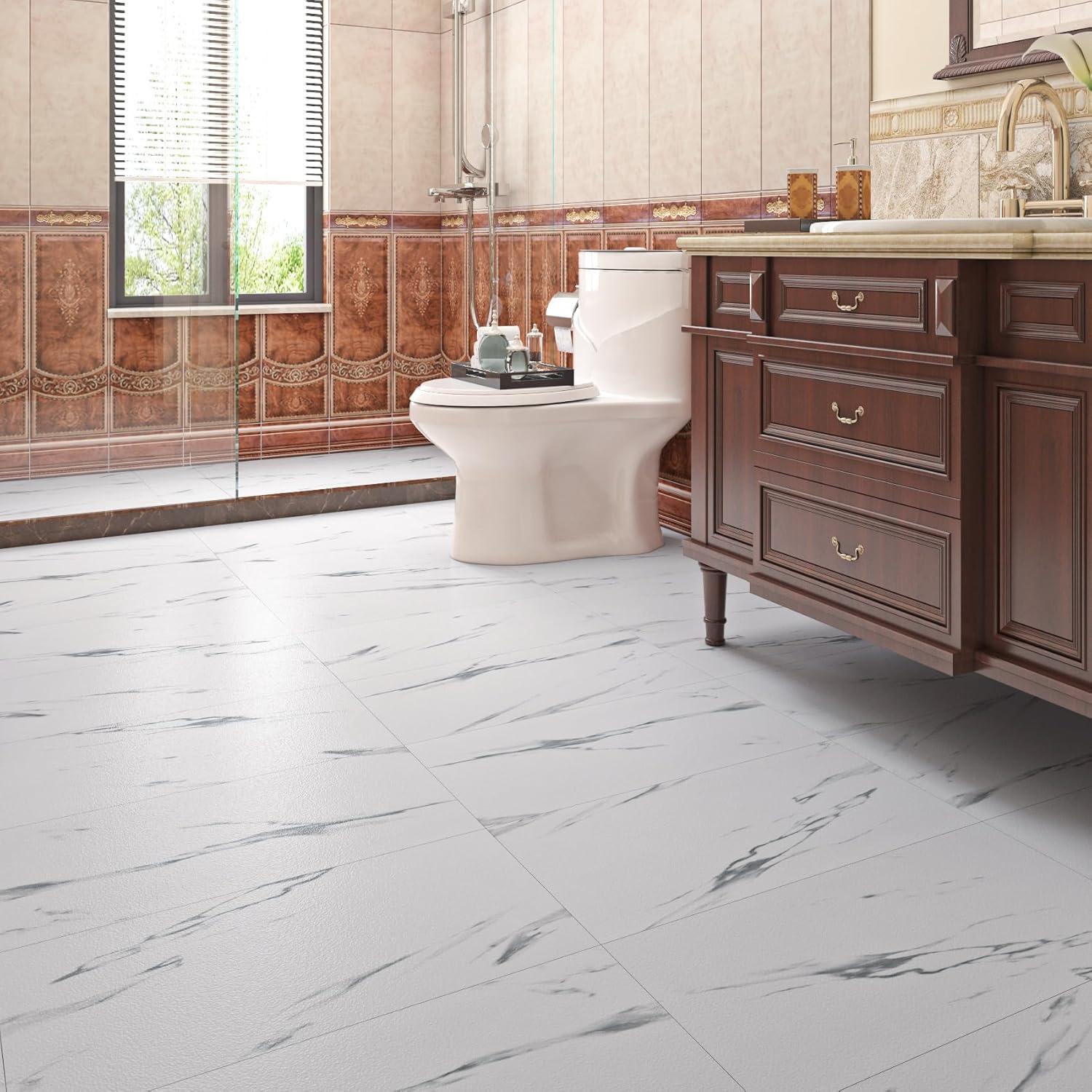 Azulejos Autoadhesivos Livelynine Mármol Blanco 4 Pcs 30.48x60.96 cm