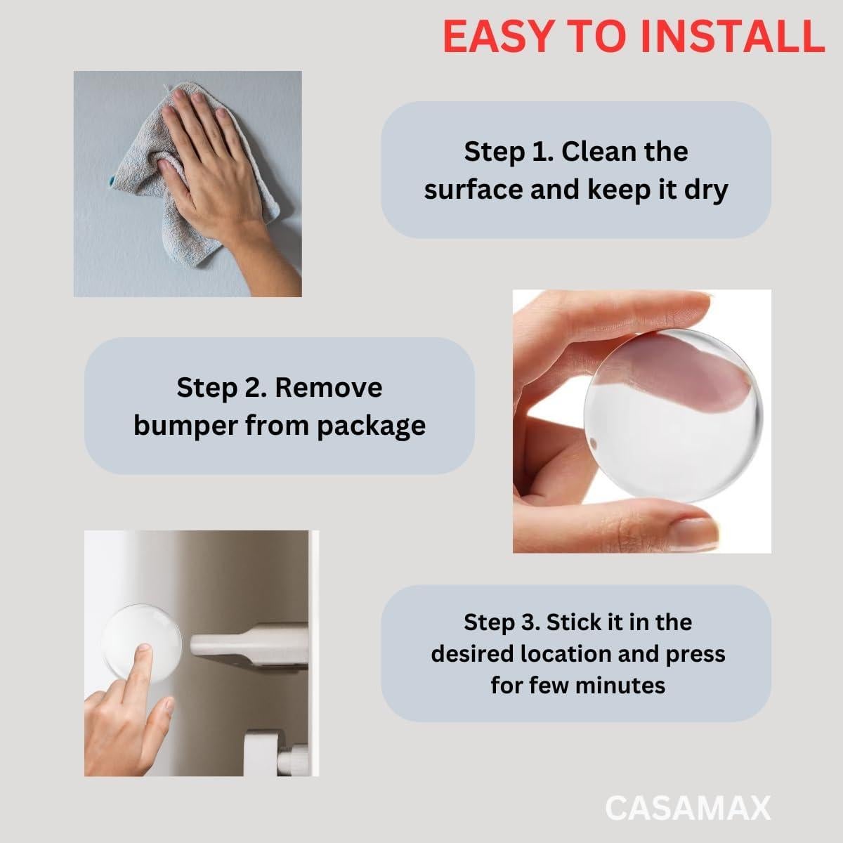 Silicone Wall Protectors & Door Stoppers: 6-Pack Clear, Self-Adhesive Bumpers for Doors, Fridges & Walls | Prevent Damage, Reduce Noise, Easy Install