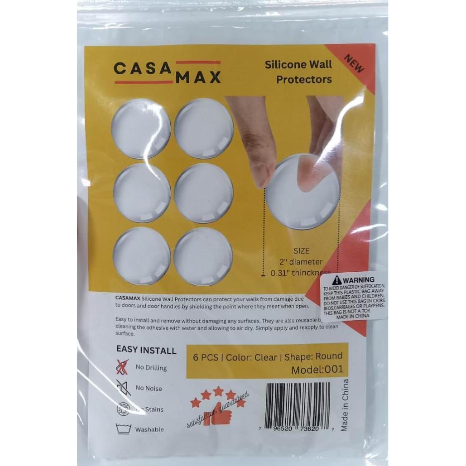 Silicone Wall Protectors & Door Stoppers: 6-Pack Clear, Self-Adhesive Bumpers for Doors, Fridges & Walls | Prevent Damage, Reduce Noise, Easy Install
