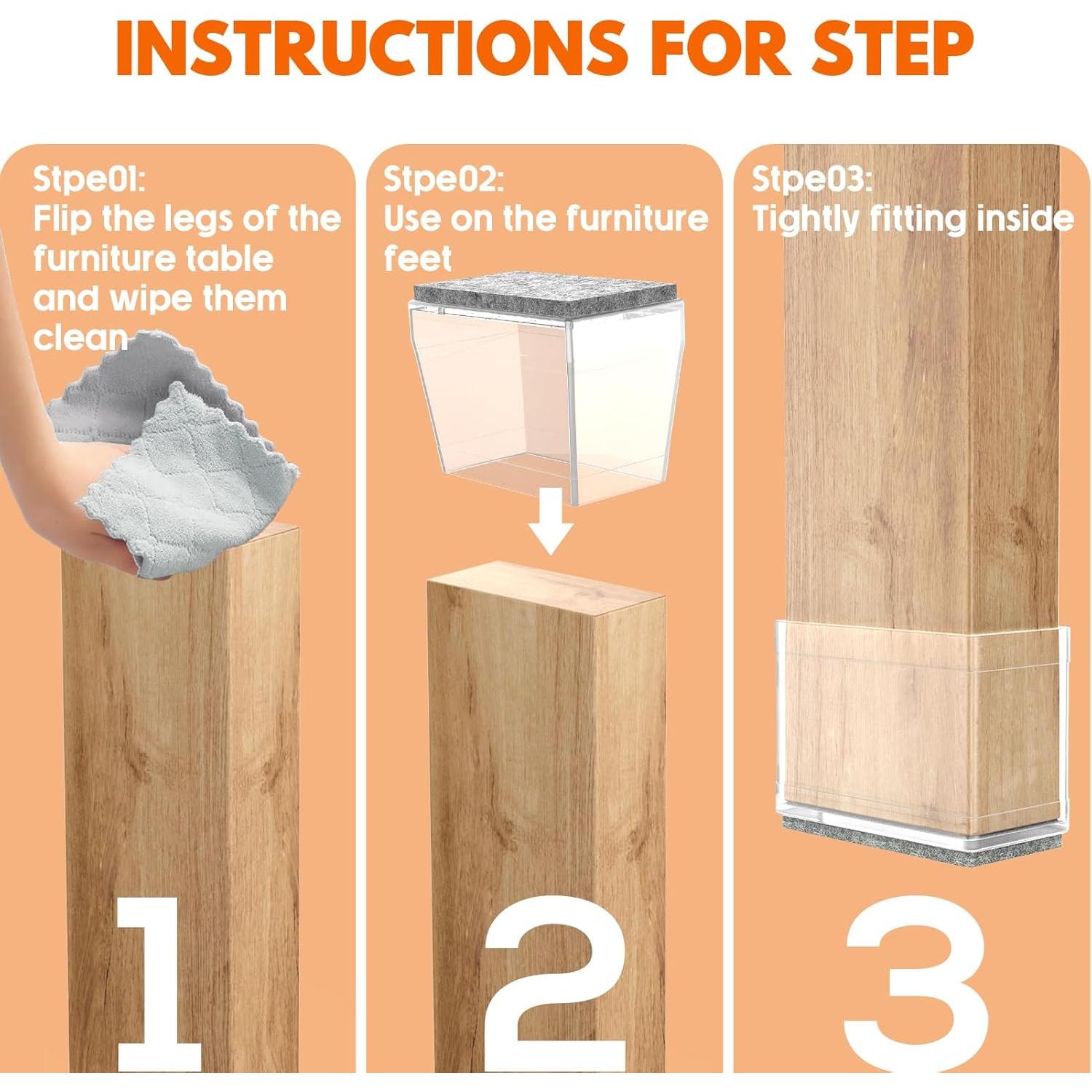 Protectores de patas de silla CHWM 16 PCS Silicona Transparente