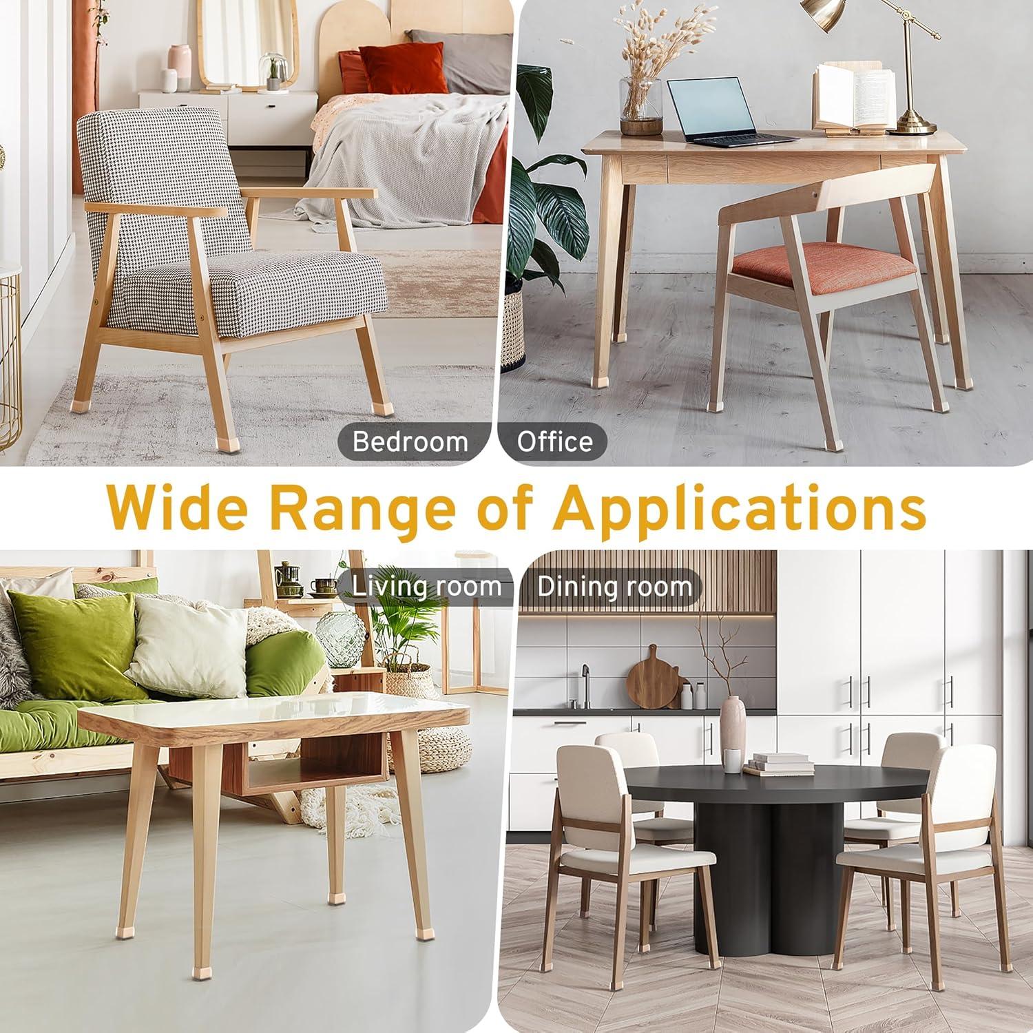 24PCS Rectangular Chair Leg Floor Protectors, Furniture Sliders, Non-Slip Felt Furniture Pads for Hardwood Floors, Silicone Cap Covers to Protect Floors,(Fit L :1.34-1.57", W: 0.87-1.18")