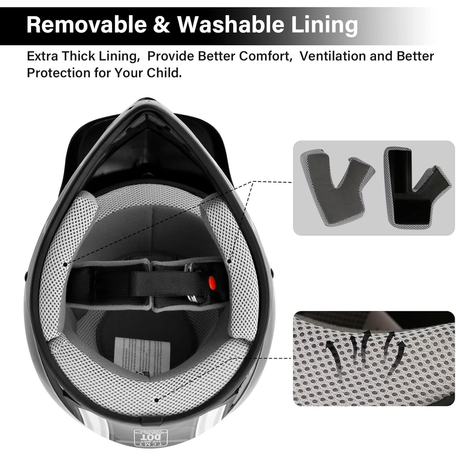 Casco Motocicleta TCMT Juvenil Off-Road Graffiti + Gafas + Guantes