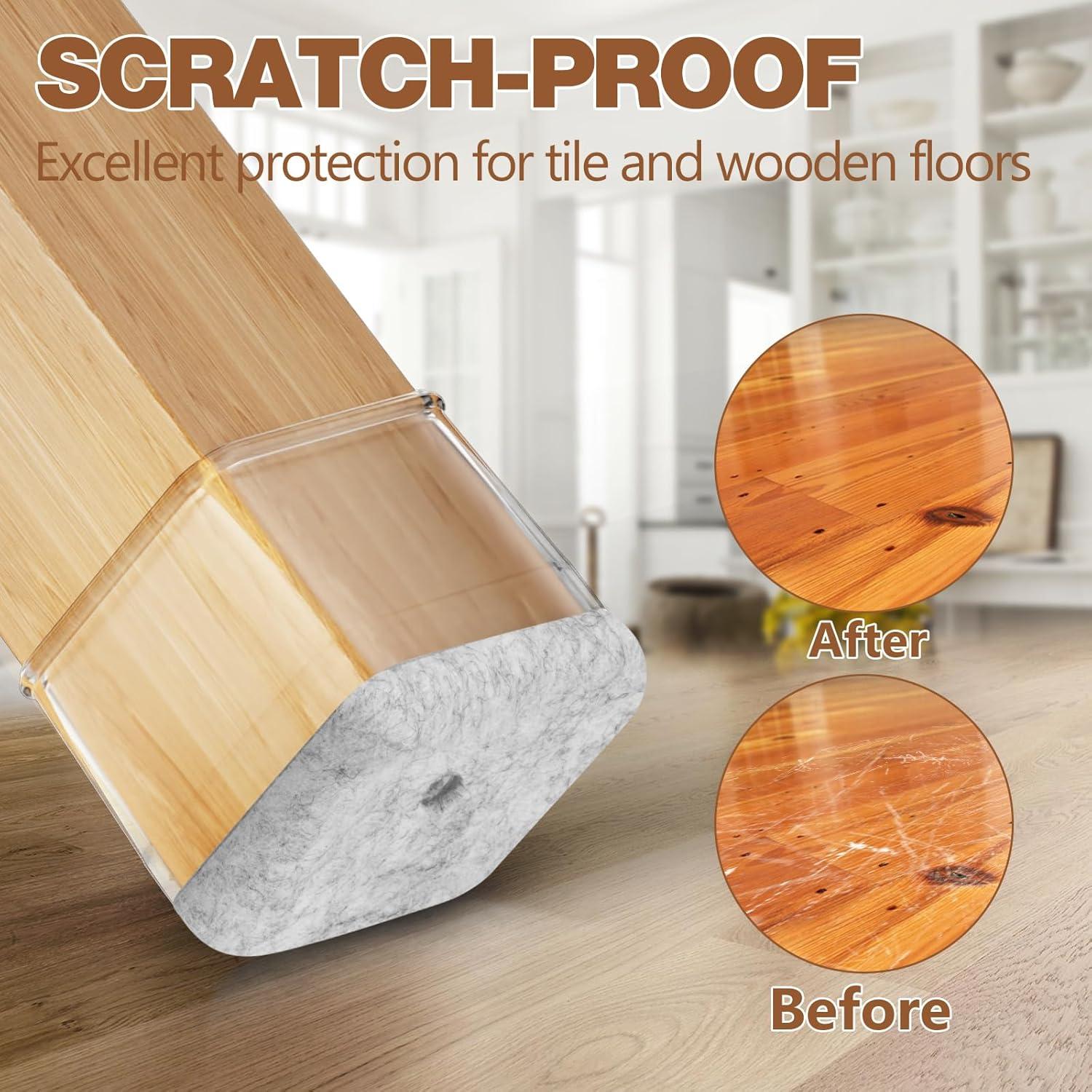 16 Protectores de Suelo BAIPOK para Patas de Sillas Cuadradas