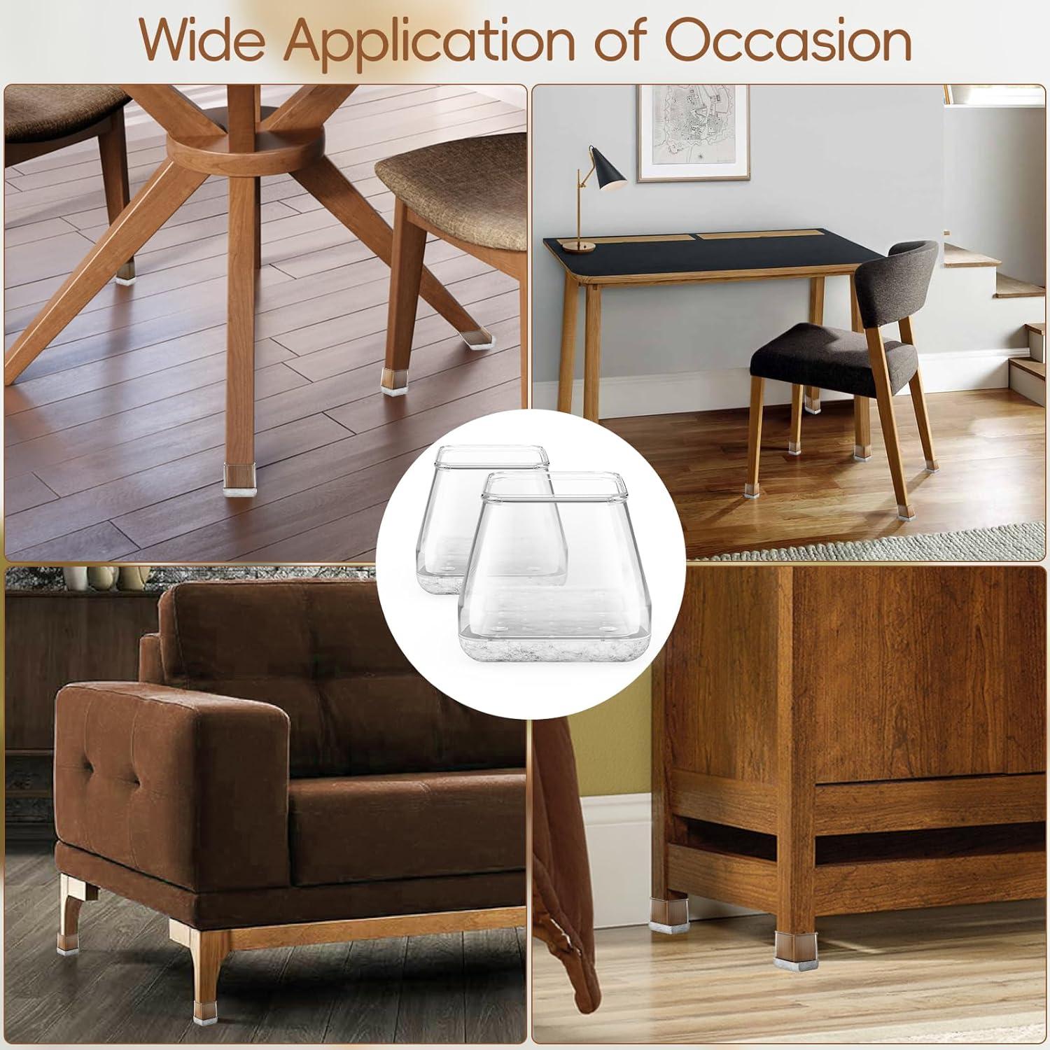 16 Protectores de Suelo BAIPOK para Patas de Sillas Cuadradas