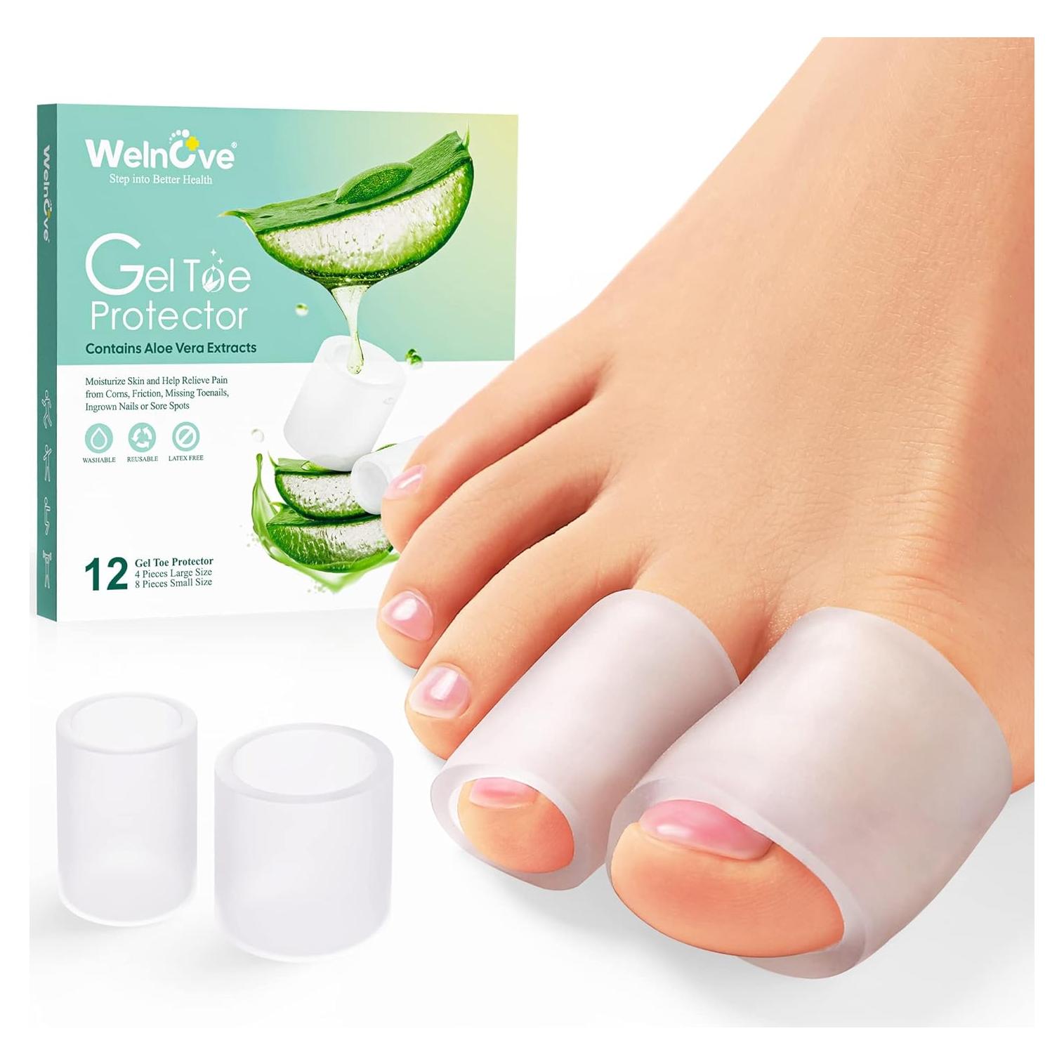 Protectores de Dedos Welnove - 12 Mangas de Silicona con Aloe Vera