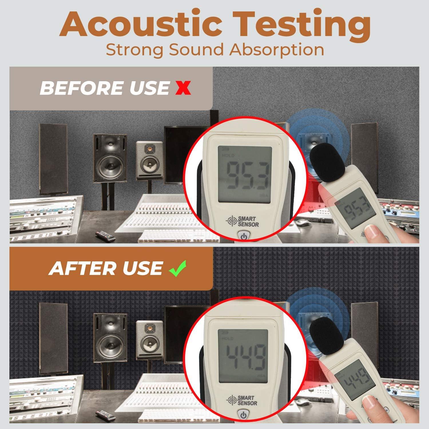 24 Paneles Acústicos Piramidales Negros 30.48x30.48cm Alta Densidad