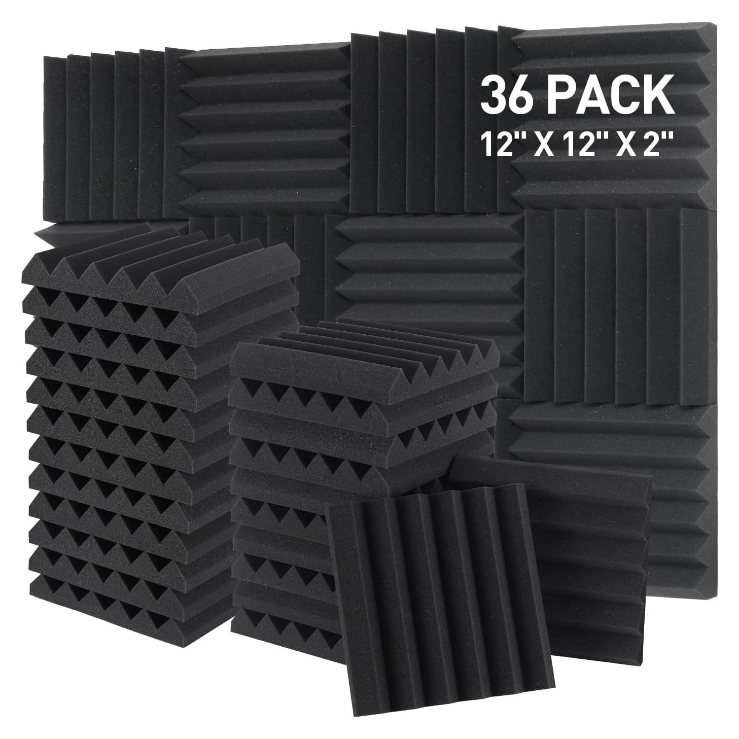 Paneles Acústicos de Espuma GUERRI 36 Piezas 30x30x5 cm Negro