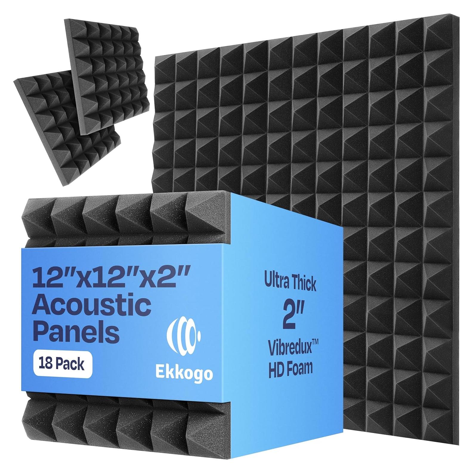 Paquete de 18 paneles acústicos Ekkogo 30.48x30.48 cm negro