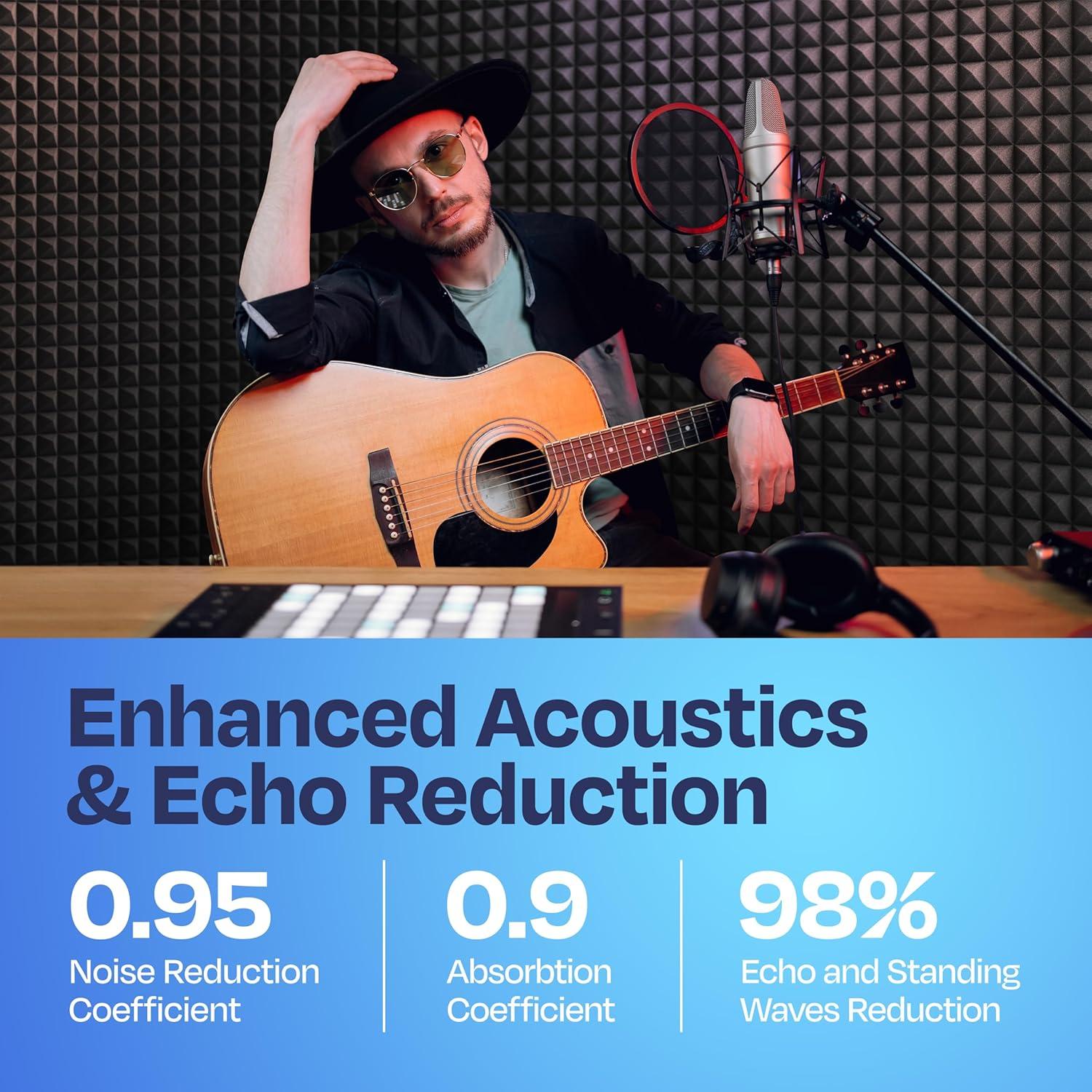 Paquete de 18 paneles acústicos Ekkogo 30.48x30.48 cm negro