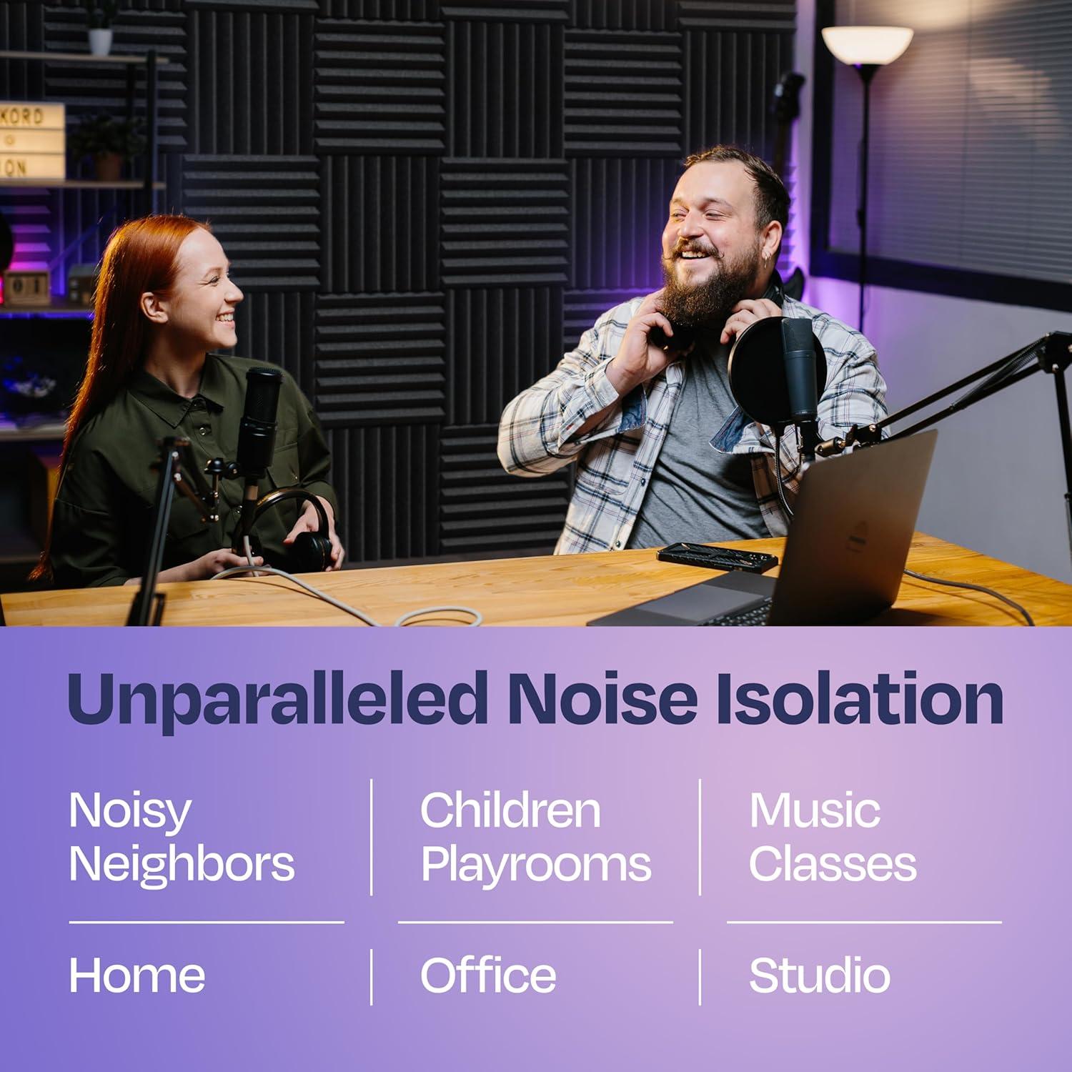 Paquete de 18 paneles acústicos Ekkogo 30.48x30.48 cm negro