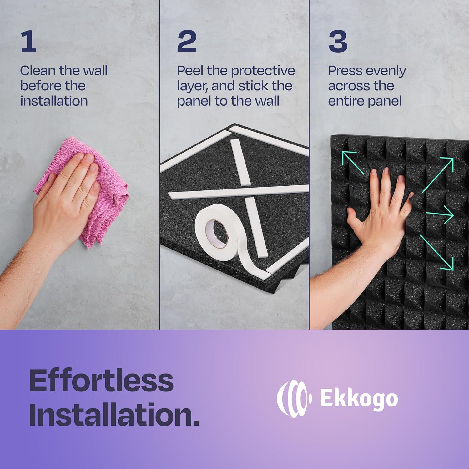 Paquete de 18 paneles acústicos Ekkogo 30.48x30.48 cm negro