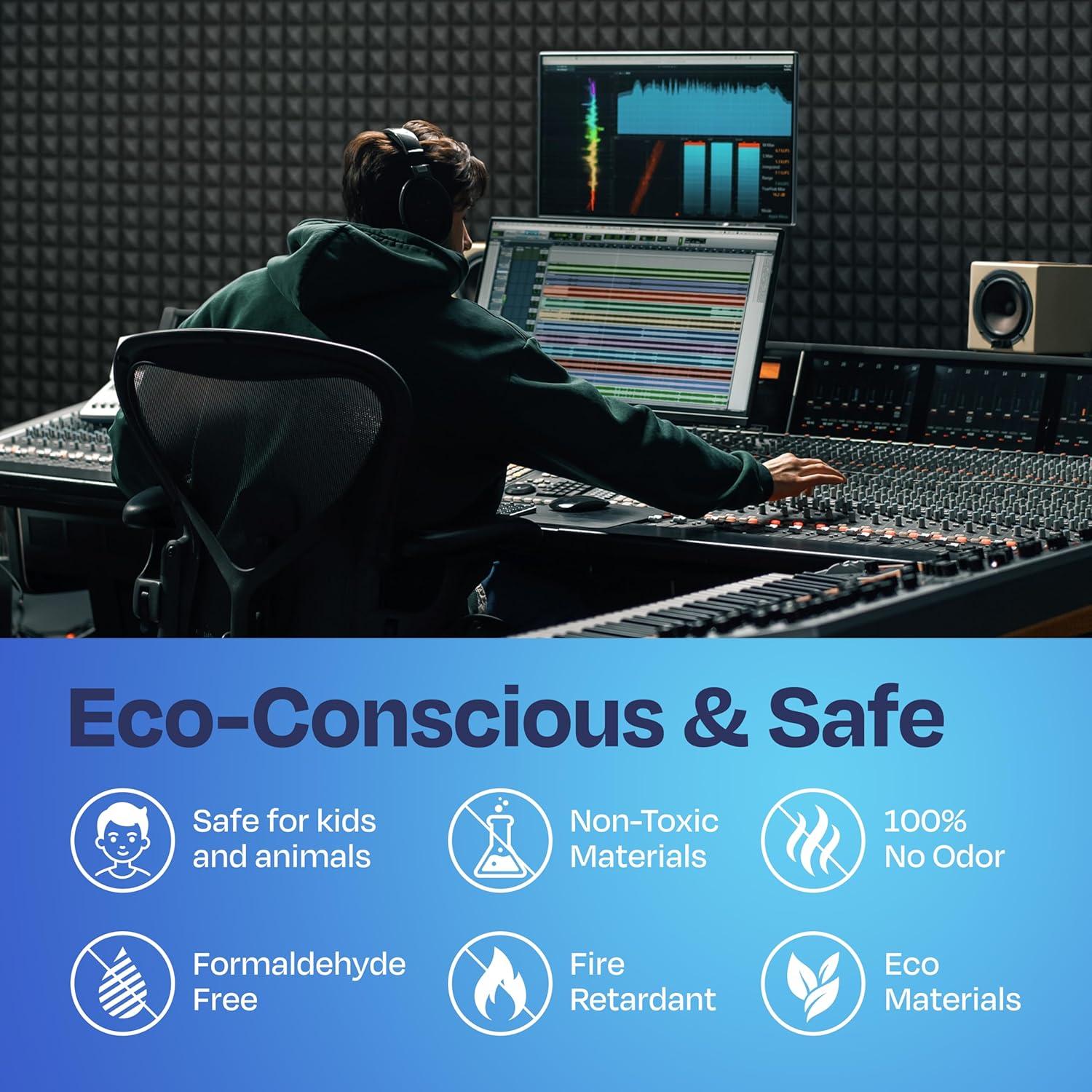 Paquete de 18 paneles acústicos Ekkogo 30.48x30.48 cm negro