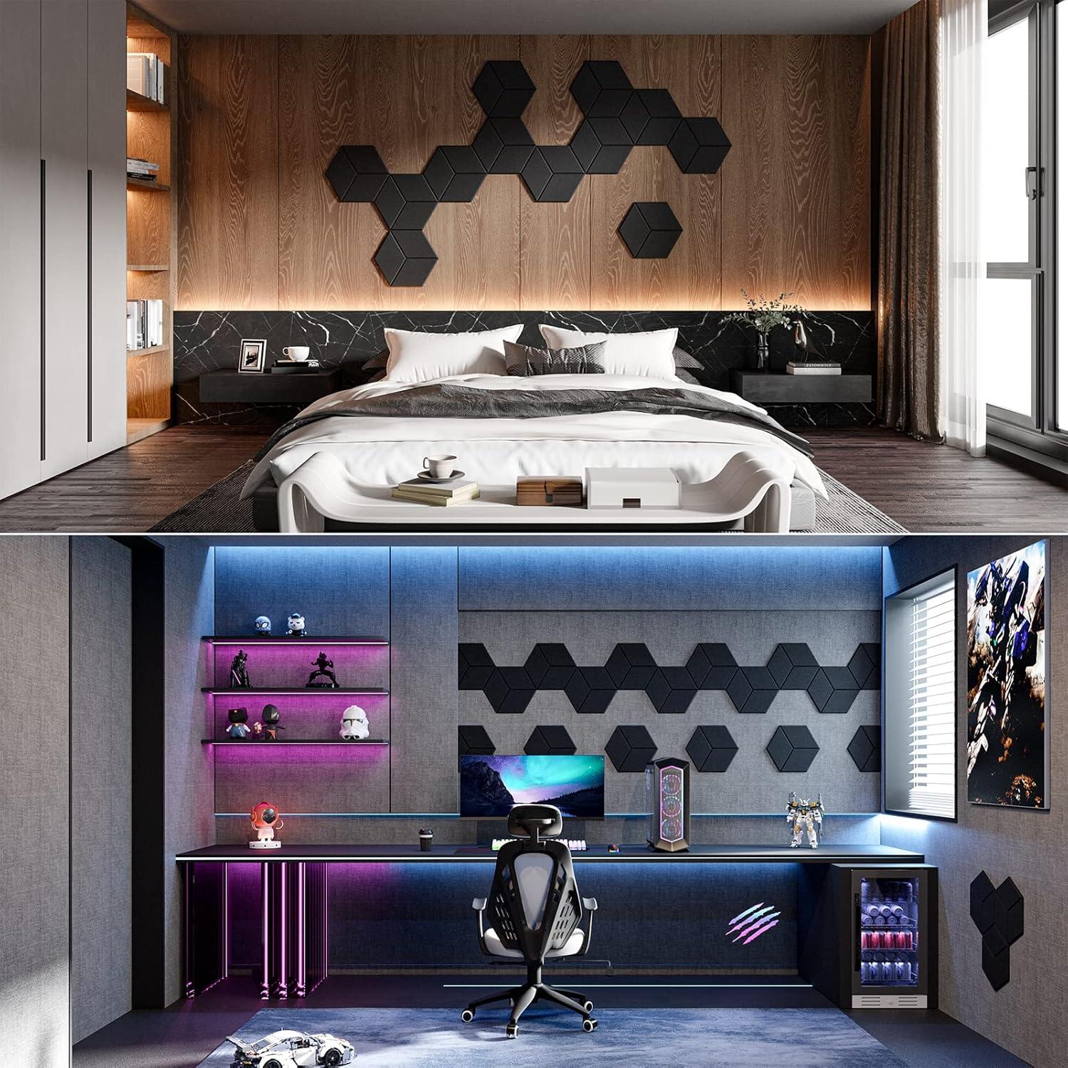 Paquete de 12 Paneles Acústicos Autoadhesivos 30.5x25.4 cm Negro