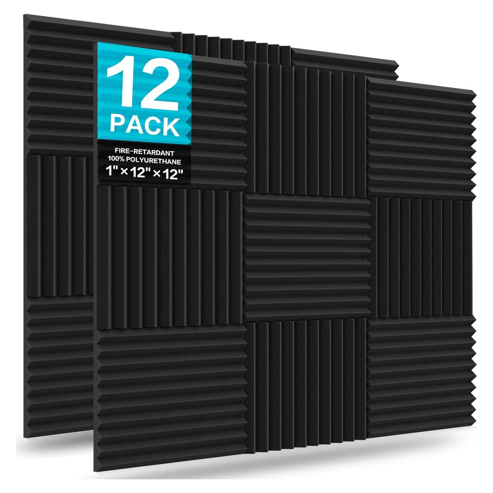 Paneles de Espuma Acústica JBER 12 Pack 30x30 cm Negro