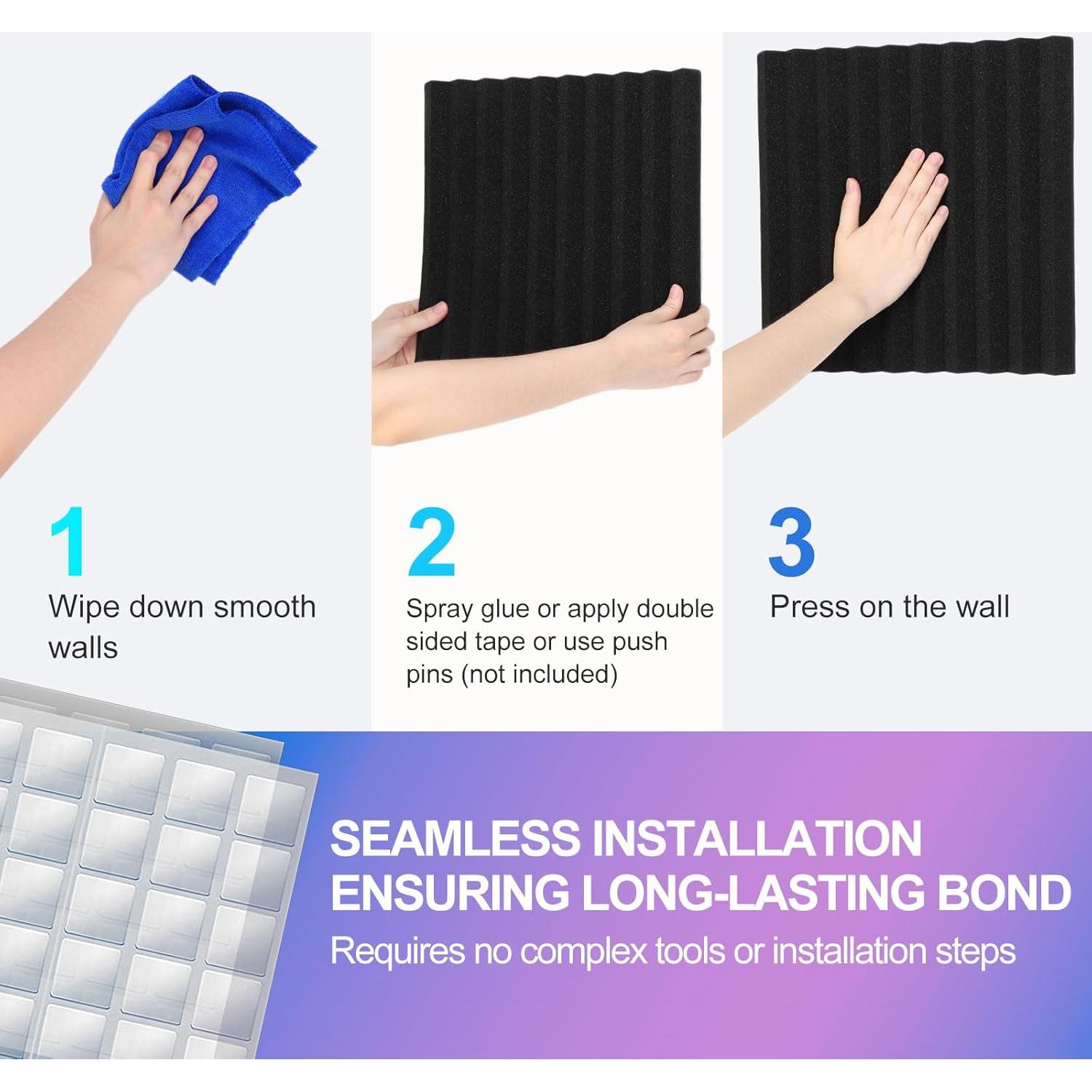 Paneles de Espuma Acústica JBER 12 Pack 30x30 cm Negro