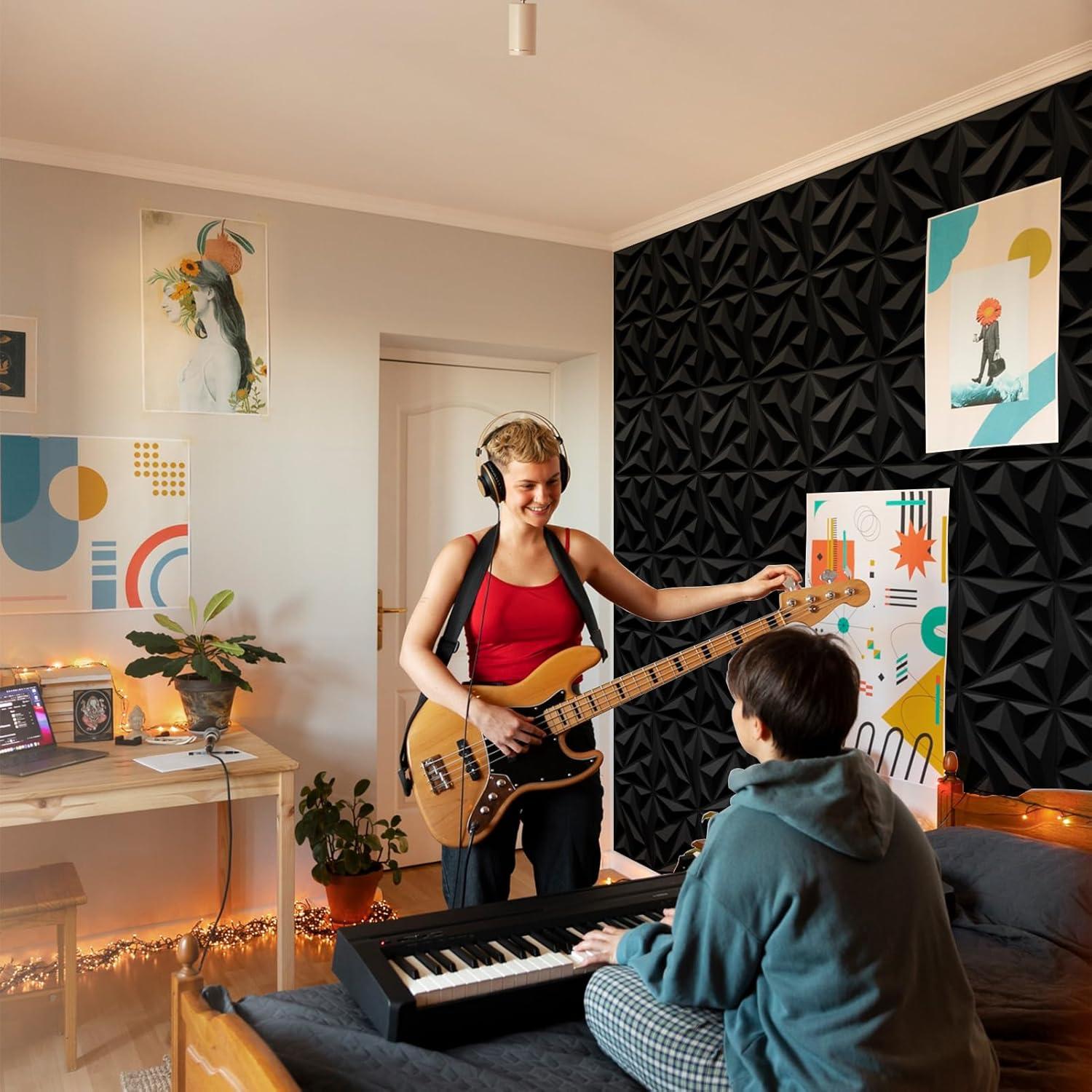 Paneles Acústicos Art3dwallpanels 20 Piezas 30.48x30.48cm Negro