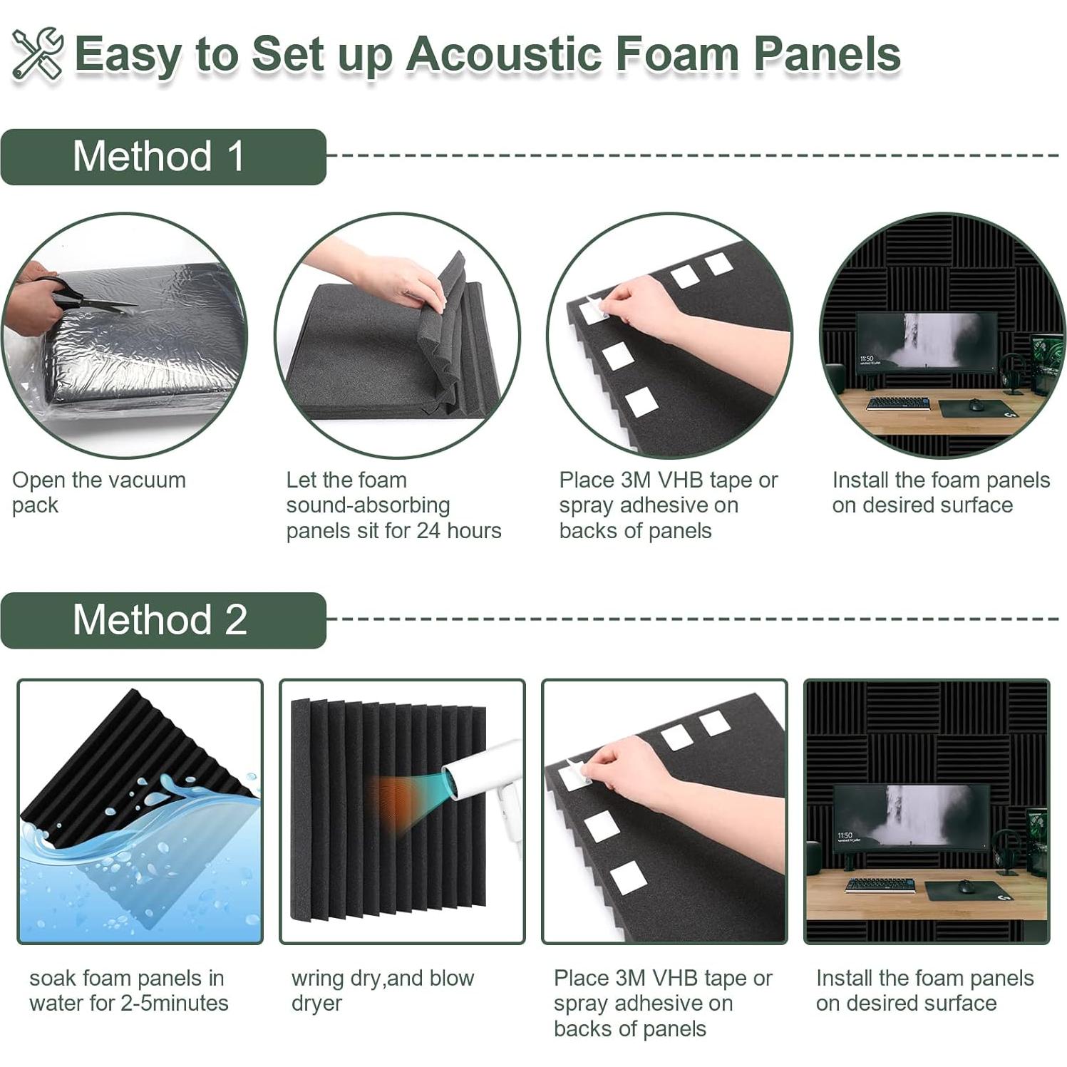 Paquete de 50 Paneles de Espuma Acústica Dmsky 5x5 cm