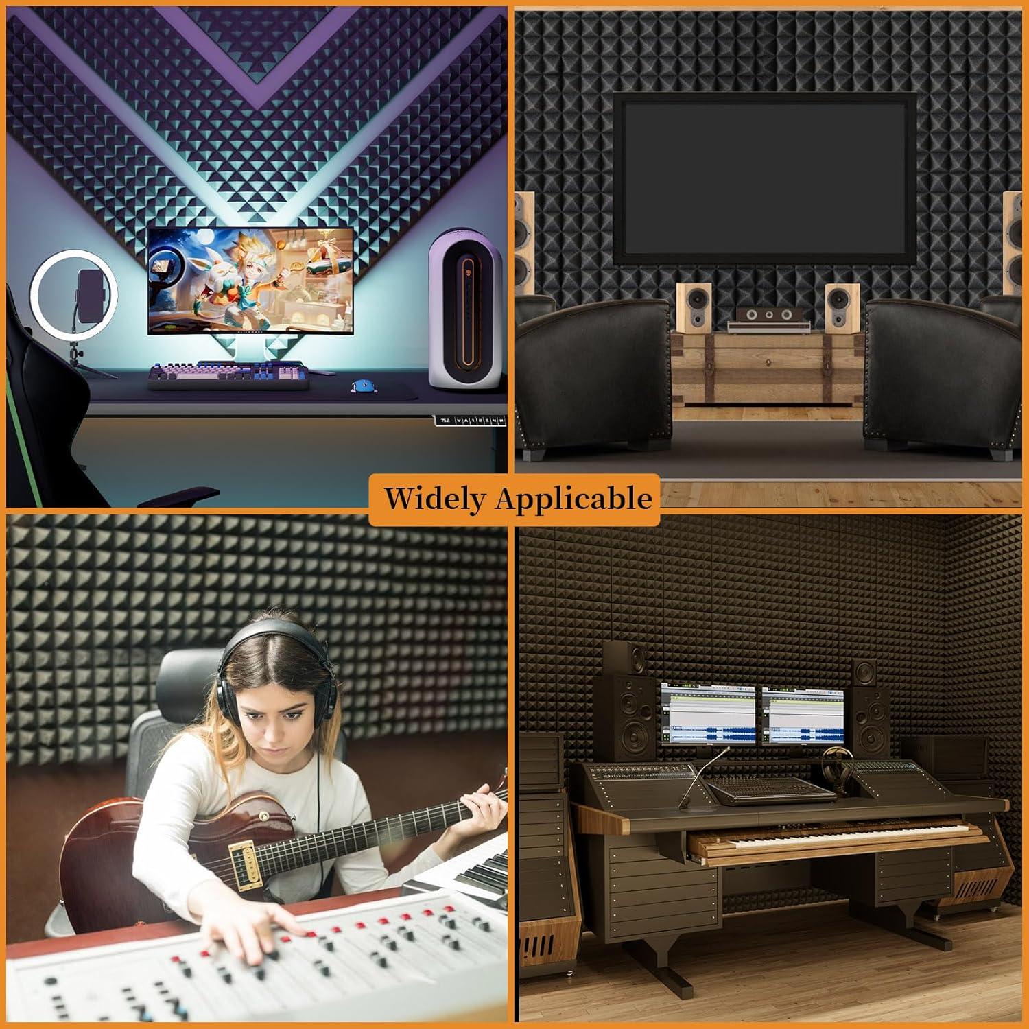 Paquete de 8 Paneles Acústicos EEKIYA 30.48x30.48 cm Negro