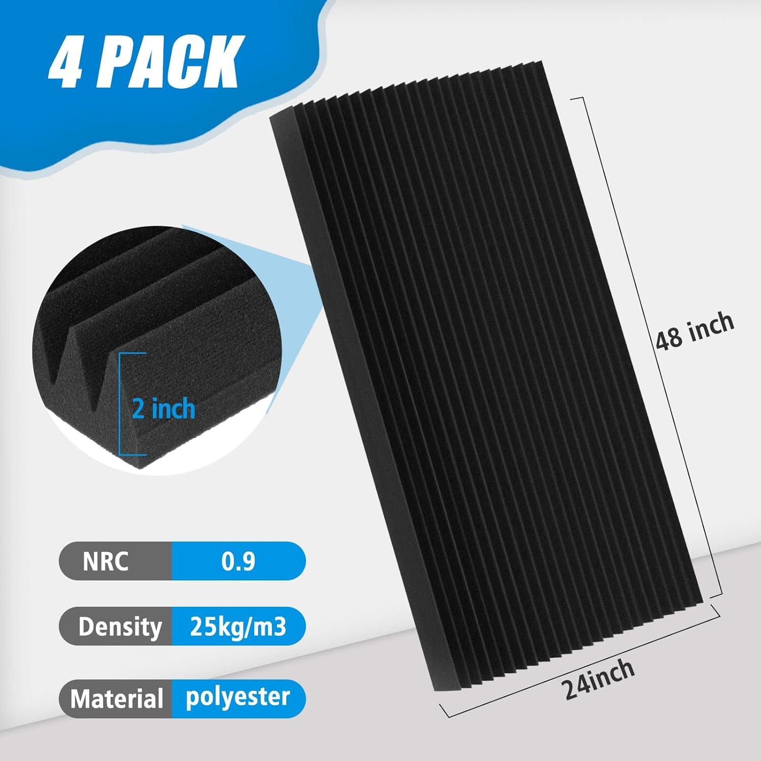 Paneles Acústicos de Espuma Aislantes 4 Pcs 121.9x61x5 cm Negro