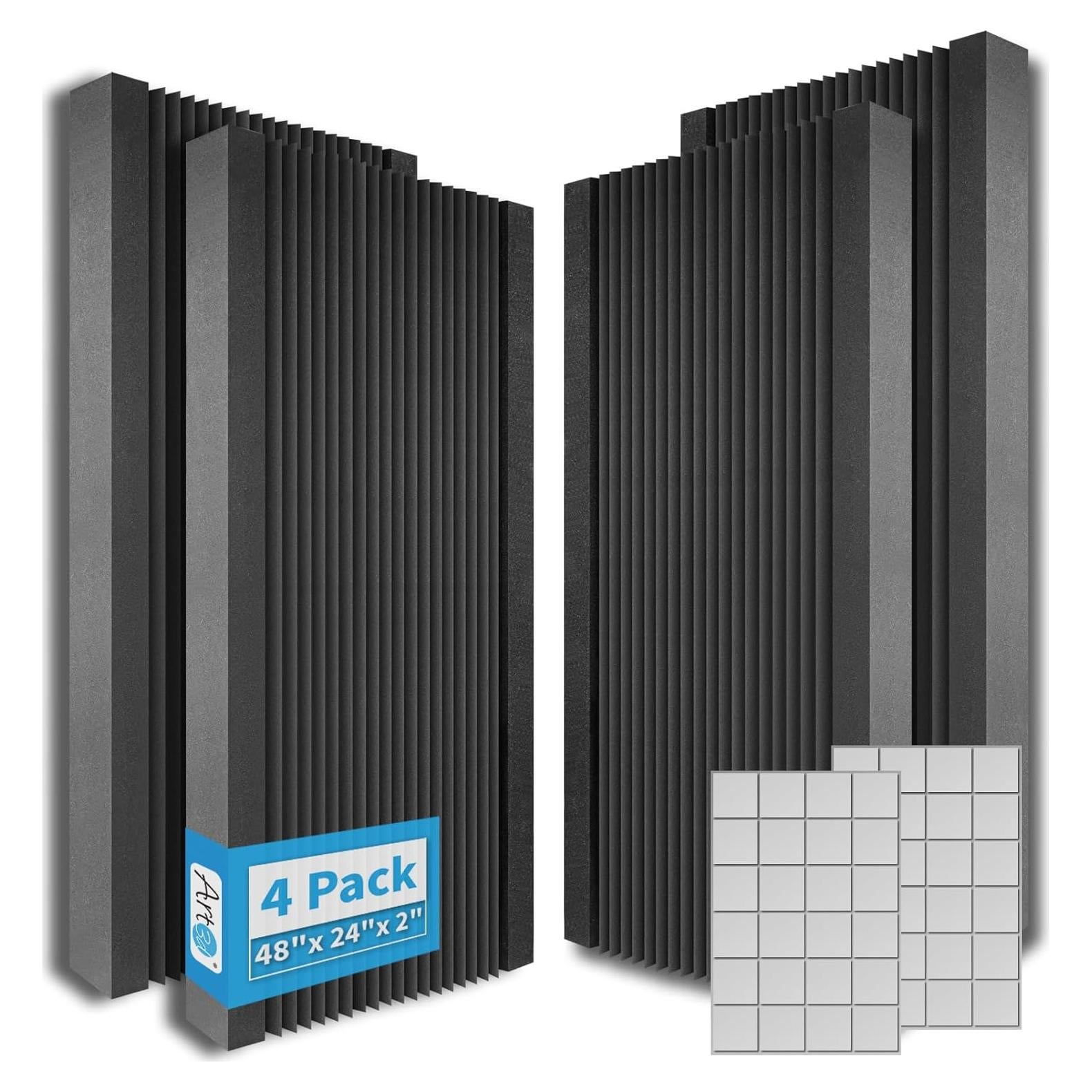 Paneles Acústicos Art3d 4 Piezas 121.92x60.96x5.08cm Espuma Negra