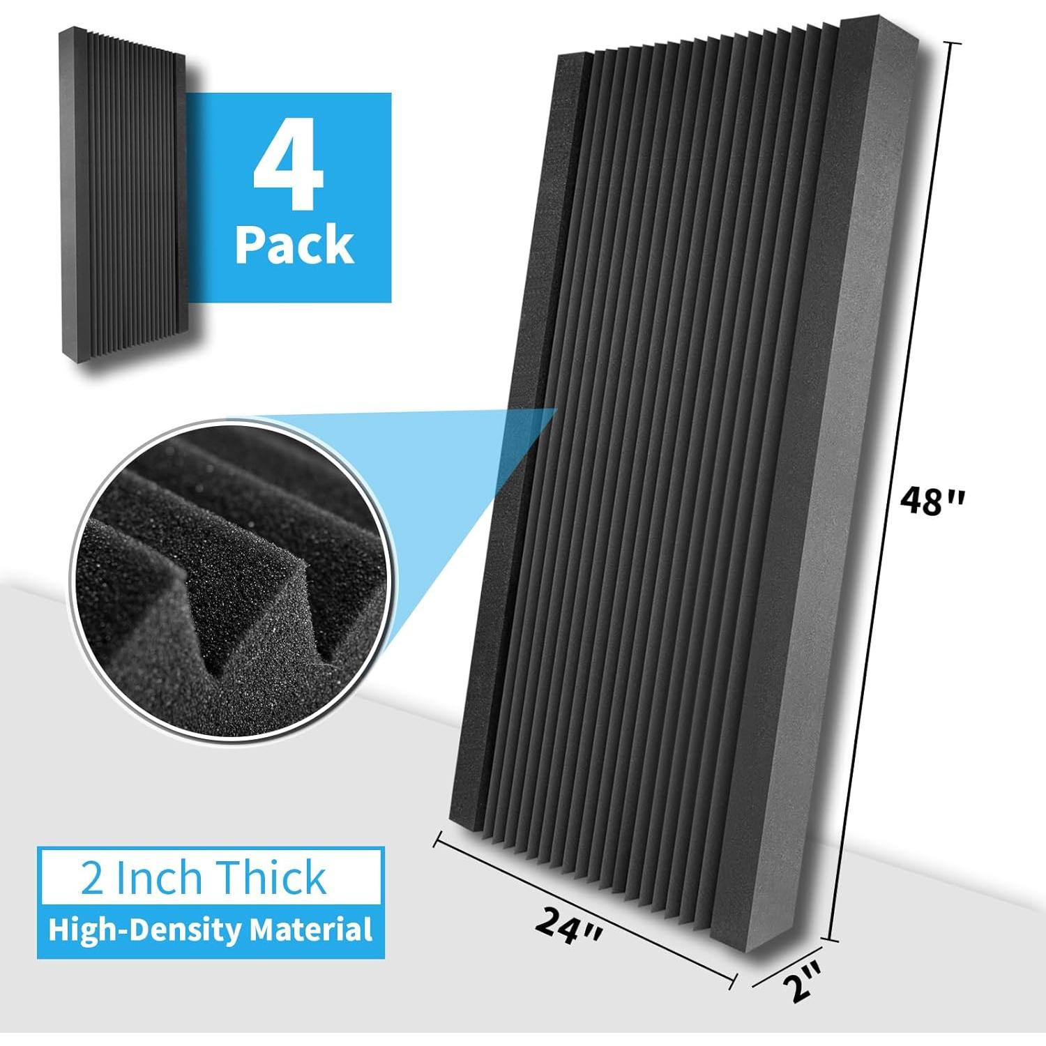 Paneles Acústicos Art3d 4 Piezas 121.92x60.96x5.08cm Espuma Negra