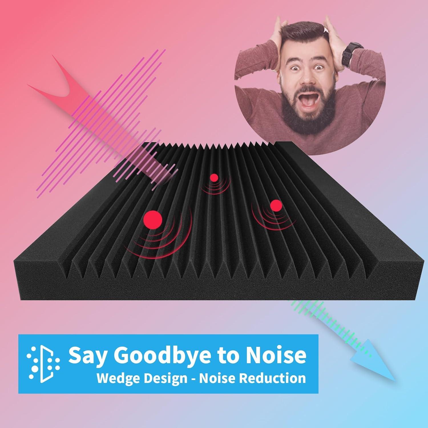 Paneles Acústicos Art3d 4 Piezas 121.92x60.96x5.08cm Espuma Negra