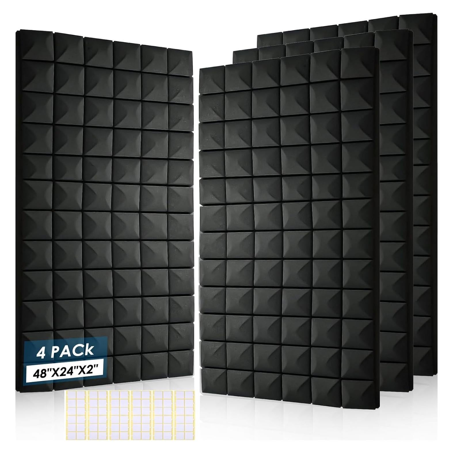 Paquete de 4 Paneles Acústicos Aislantes 48x24cm Negro